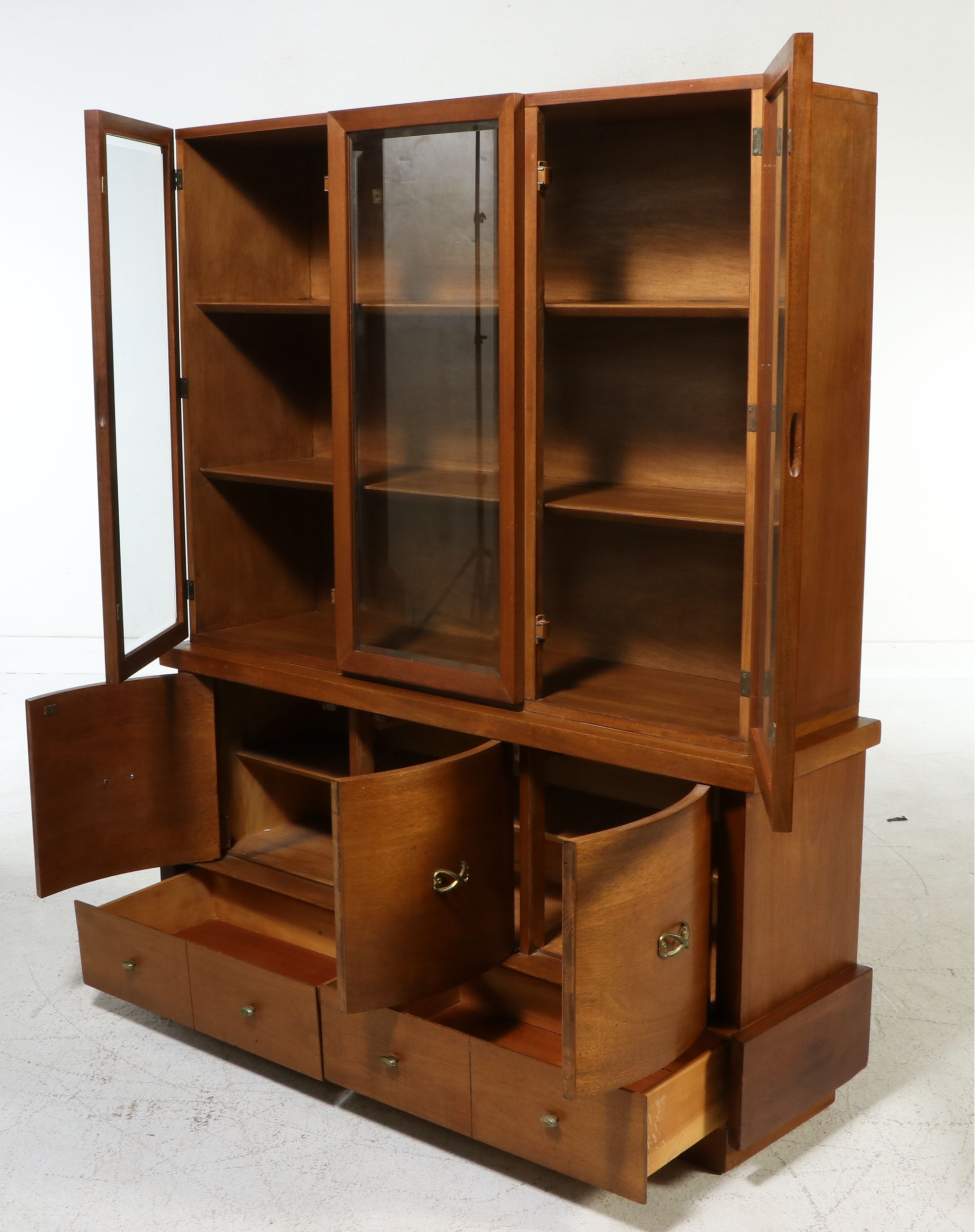 Mid Century Modern Walnut China Cabinet, Mid-20th Century