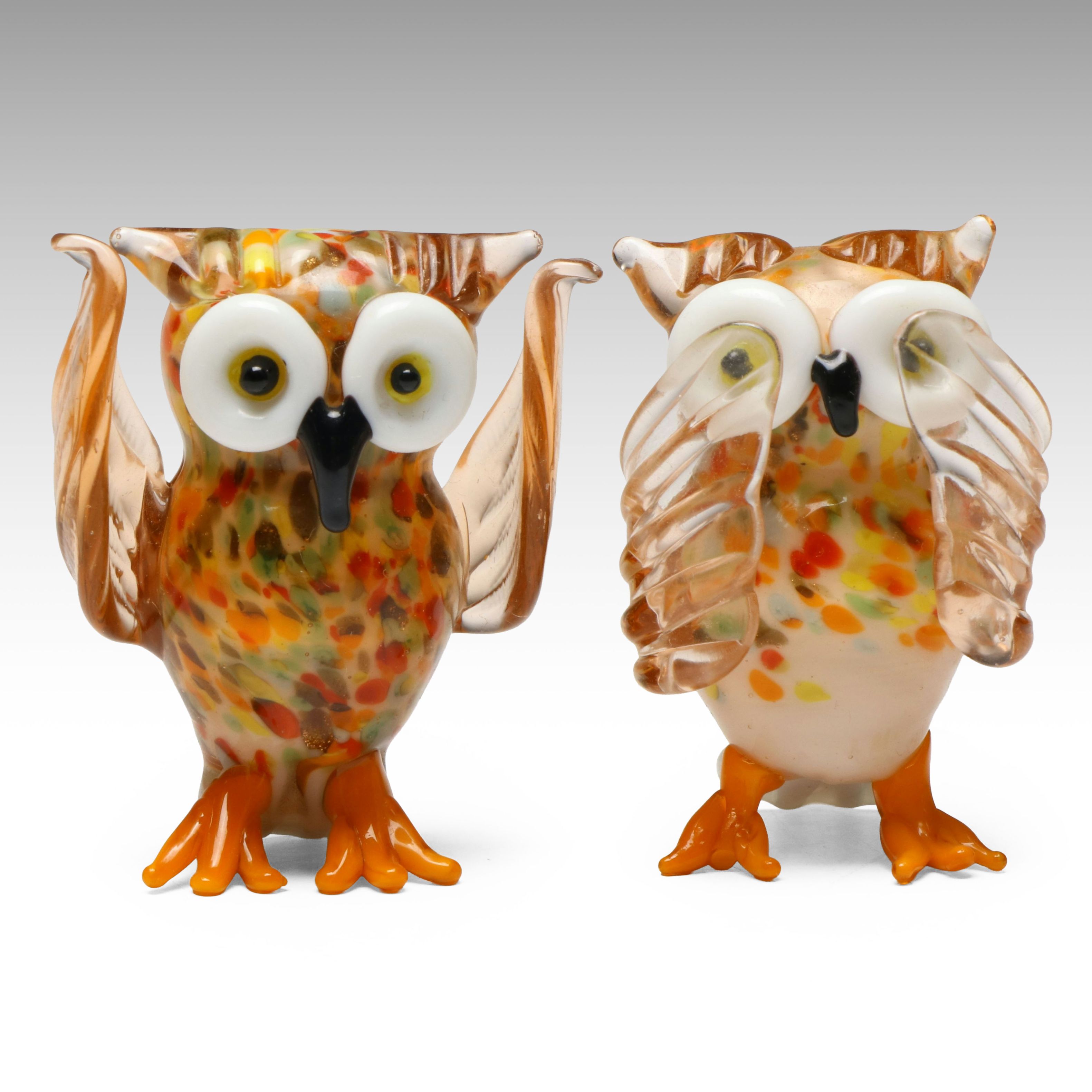 Flamework Art Glass Confetti Owls
