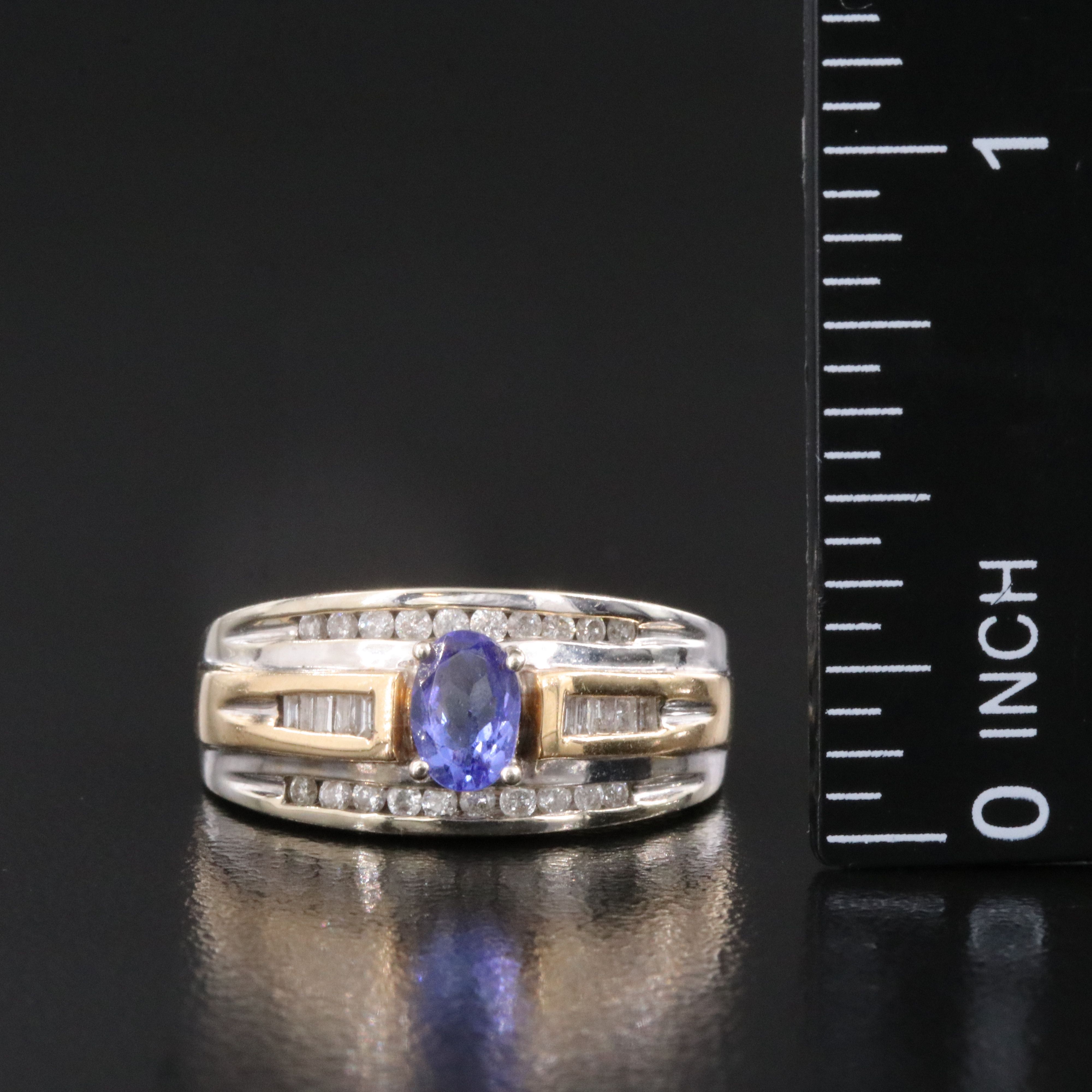 14K Two-Tone Tanzanite and Diamond Ring