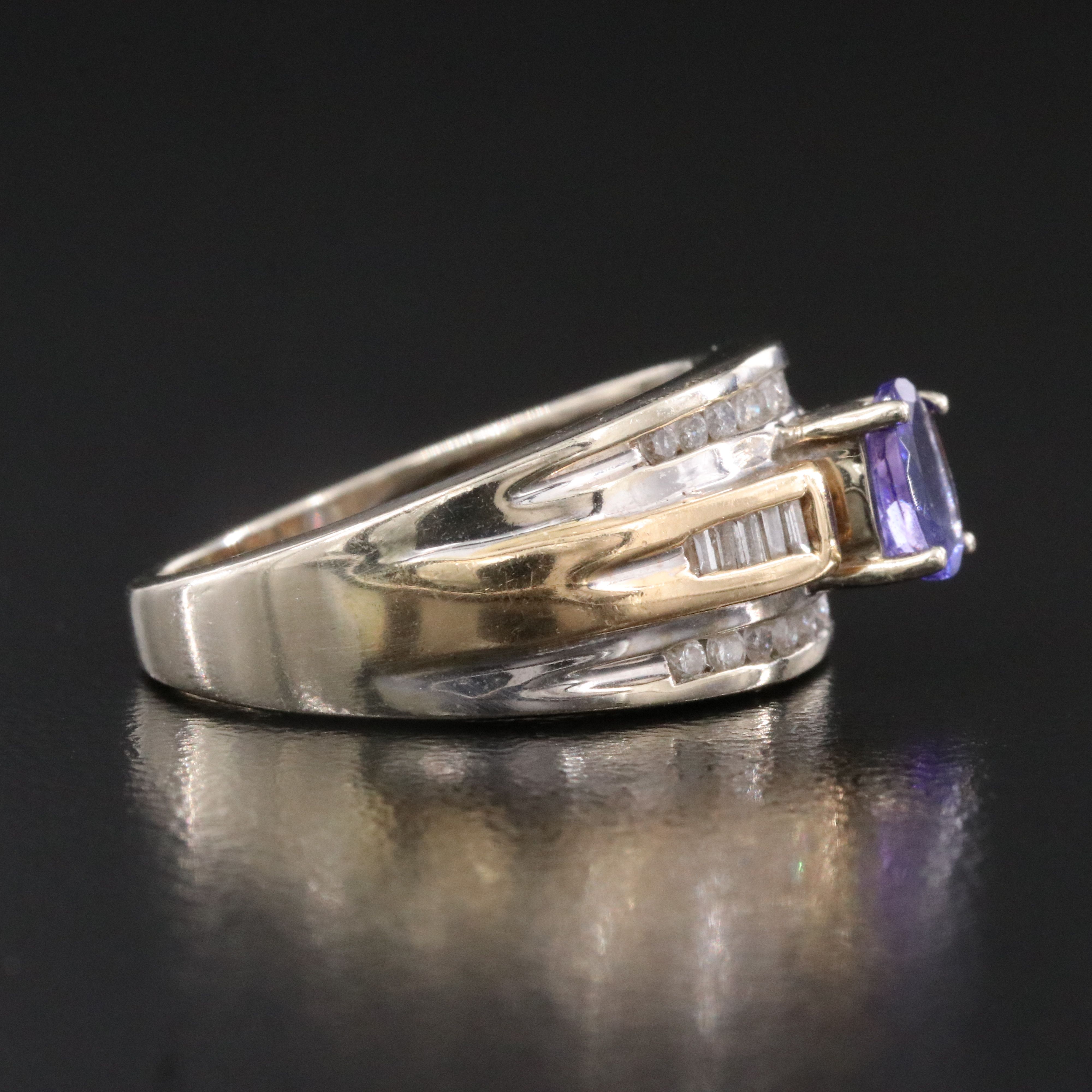 14K Two-Tone Tanzanite and Diamond Ring
