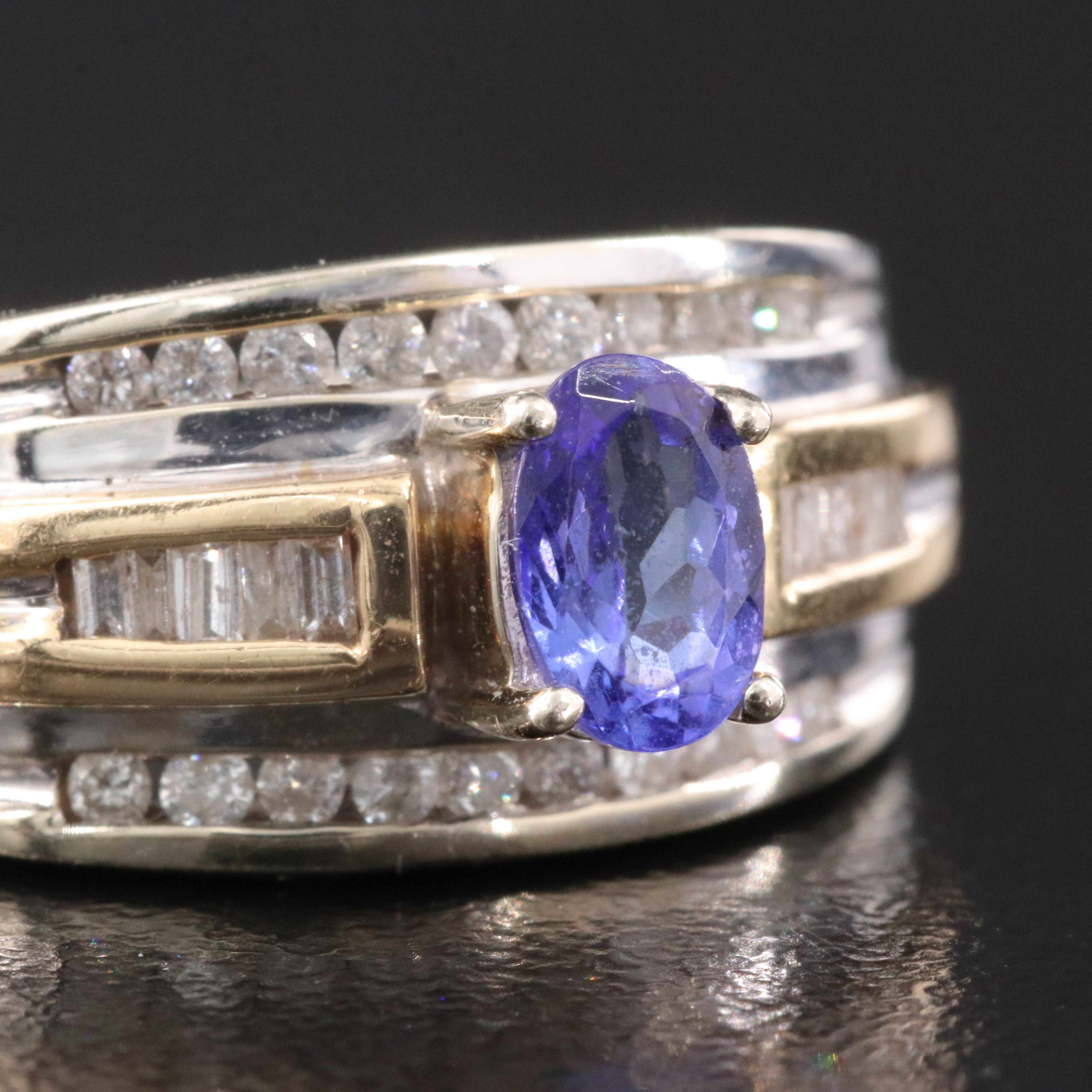 14K Two-Tone Tanzanite and Diamond Ring