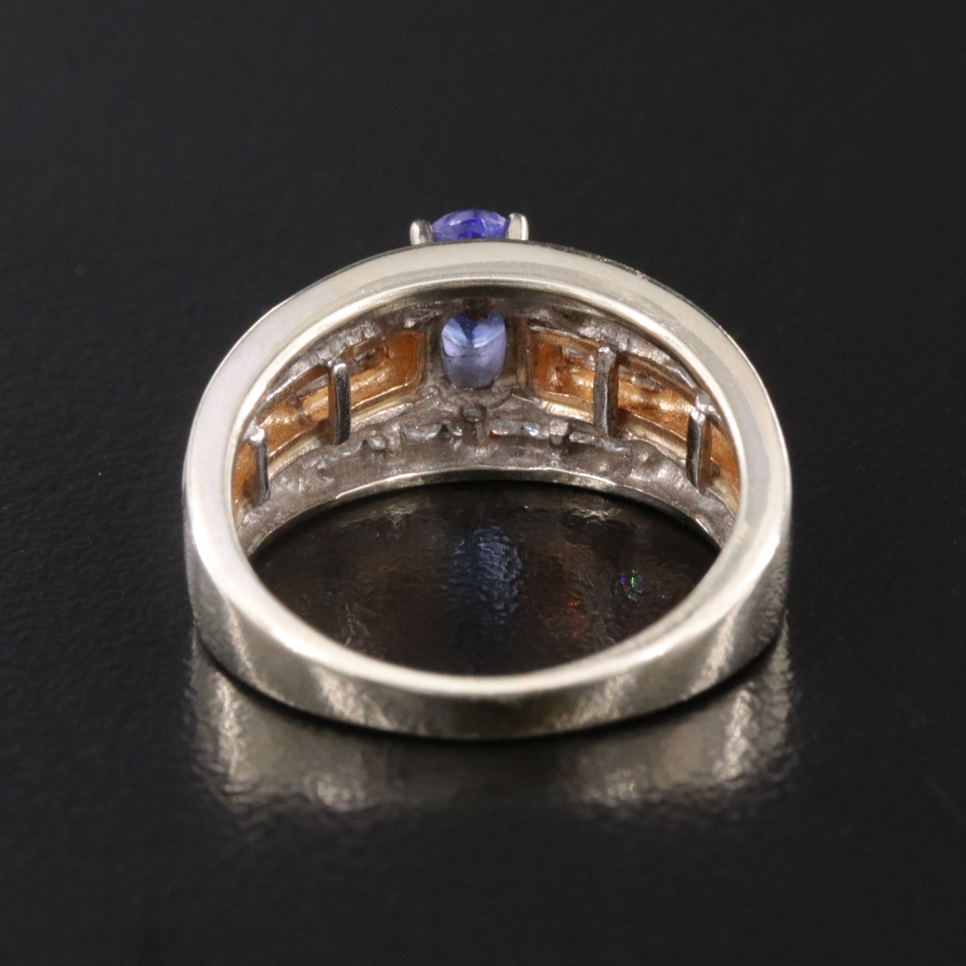 14K Two-Tone Tanzanite and Diamond Ring