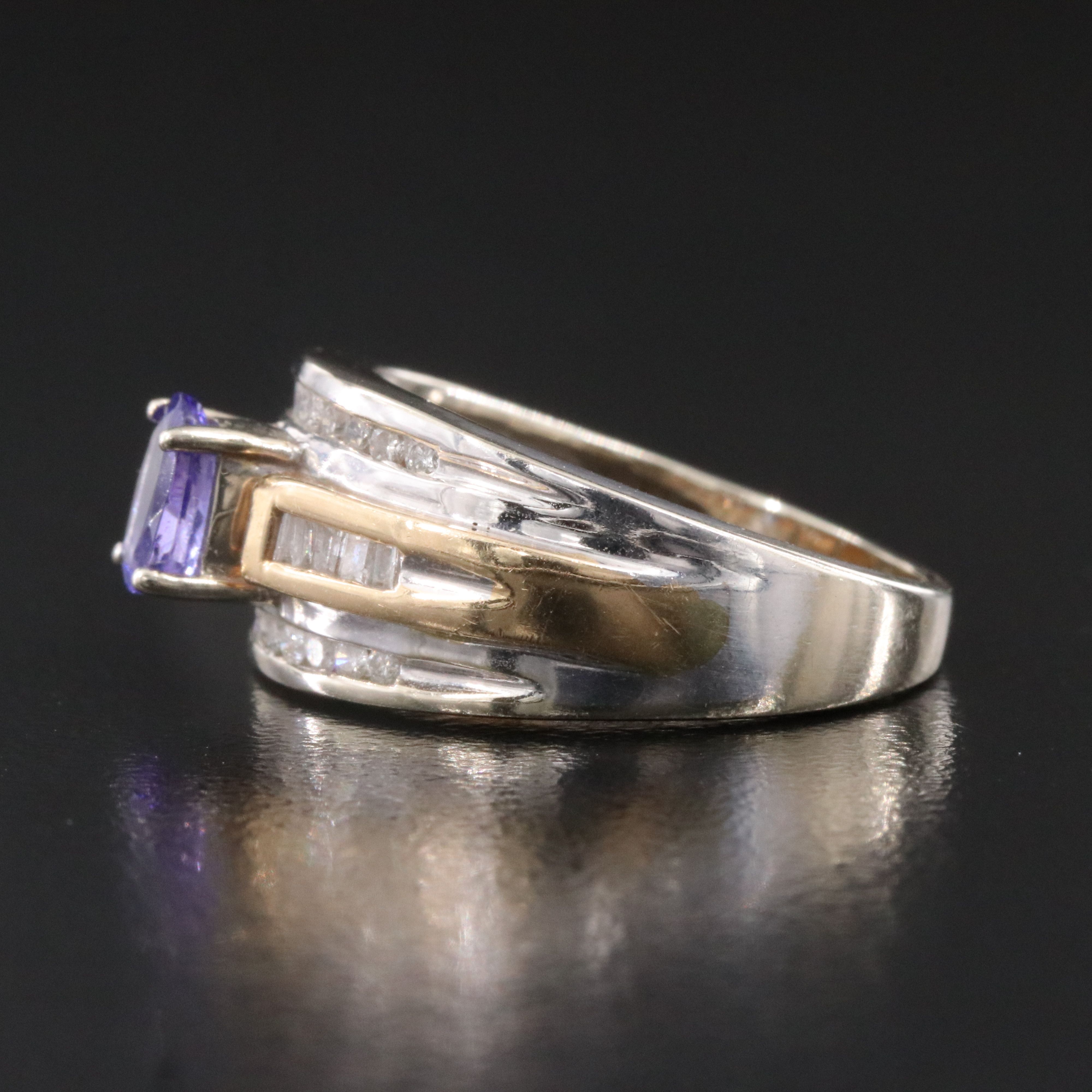 14K Two-Tone Tanzanite and Diamond Ring