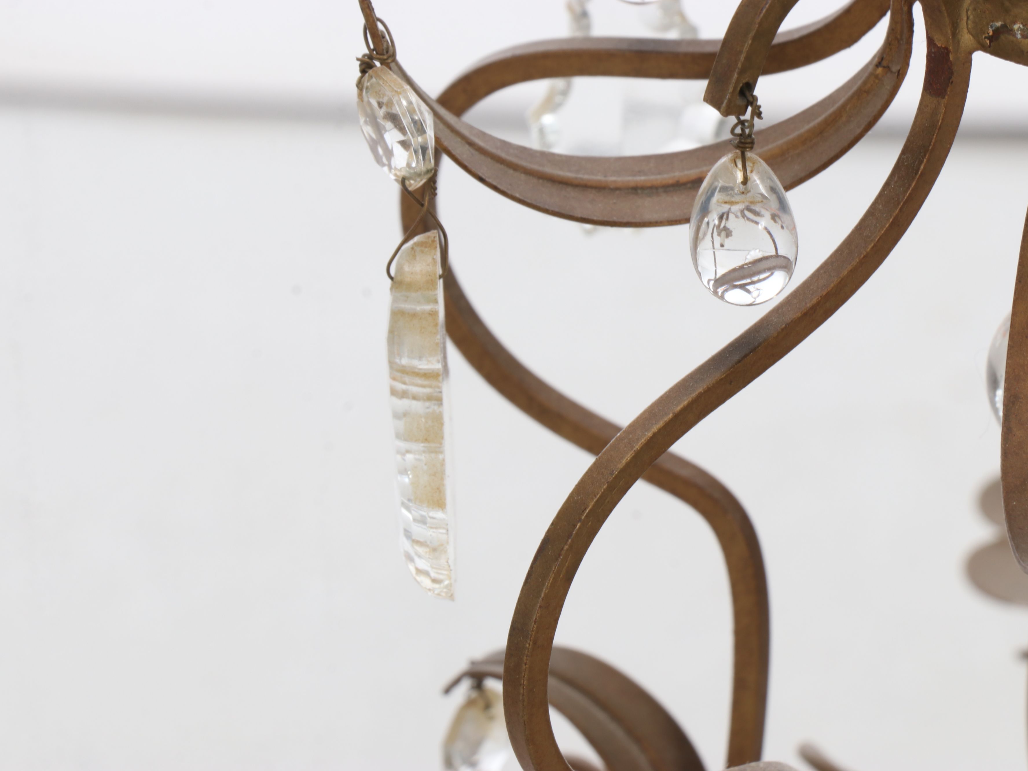 Regency Style Bronzed Metal and Crystal Five-Arm Chandelier