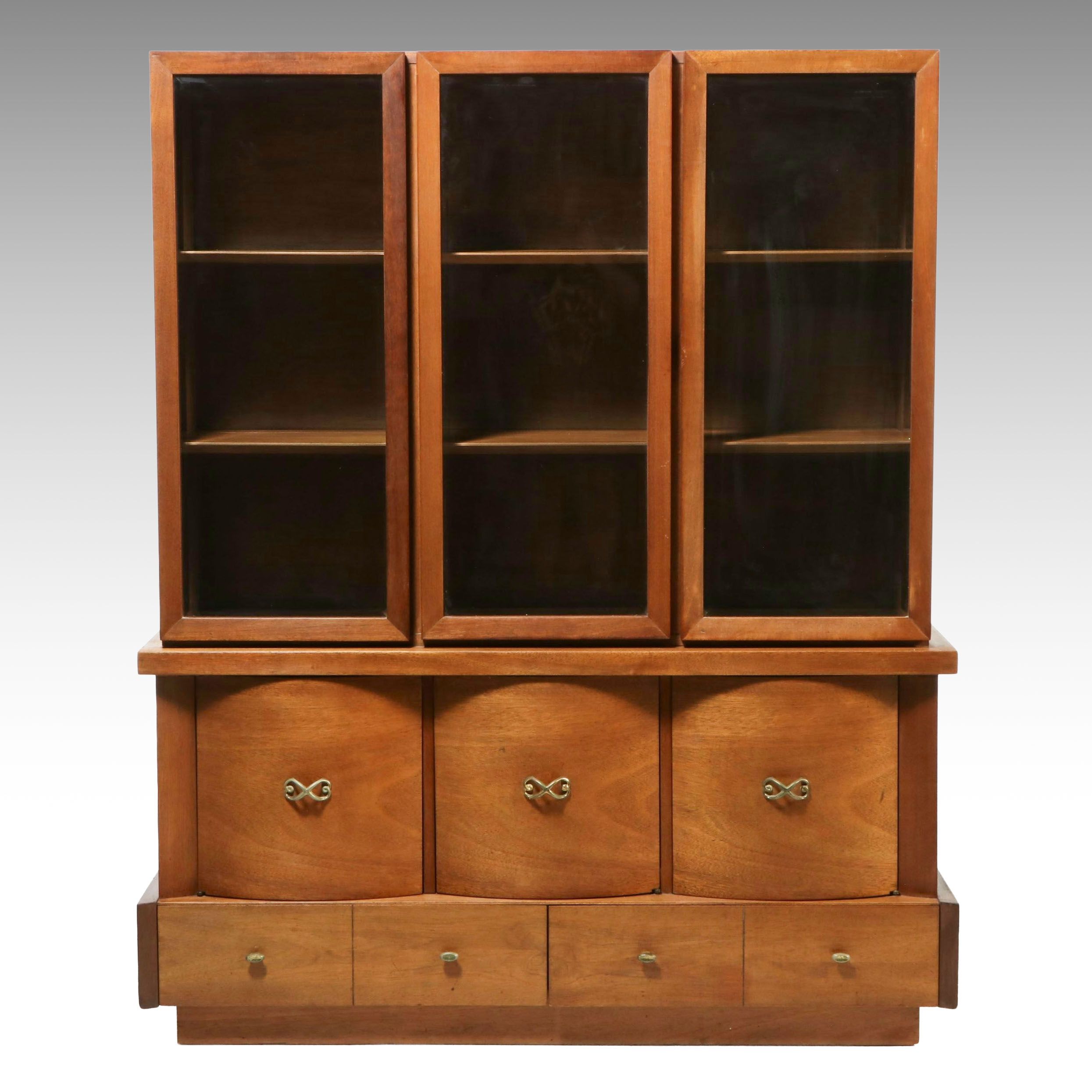 Mid Century Modern Walnut China Cabinet, Mid-20th Century