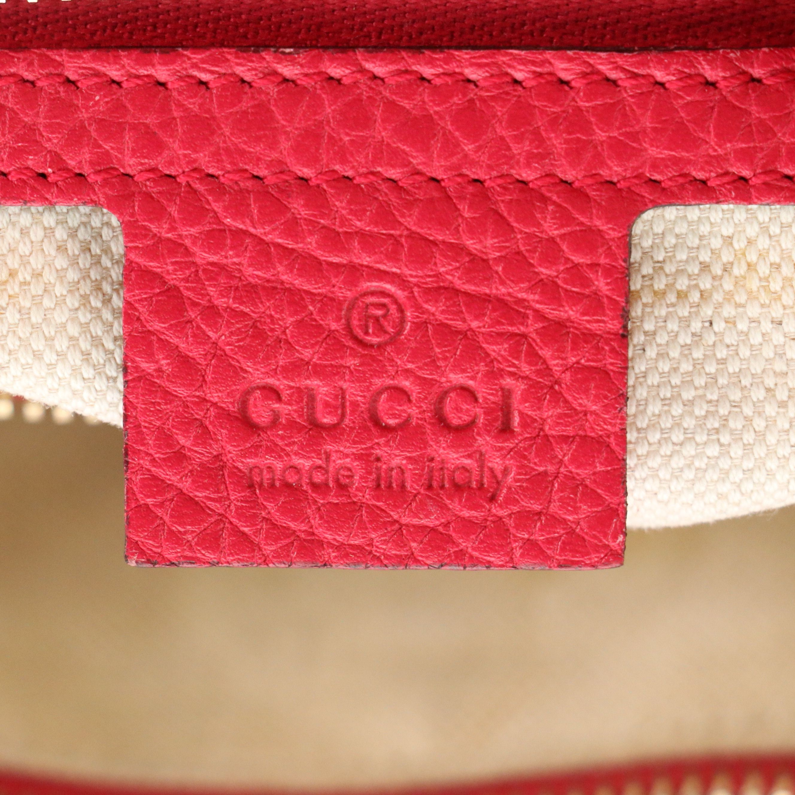 Gucci Bamboo Handle Two-Way Shopper Tote Bag in Pink and Orange Grained Calfskin