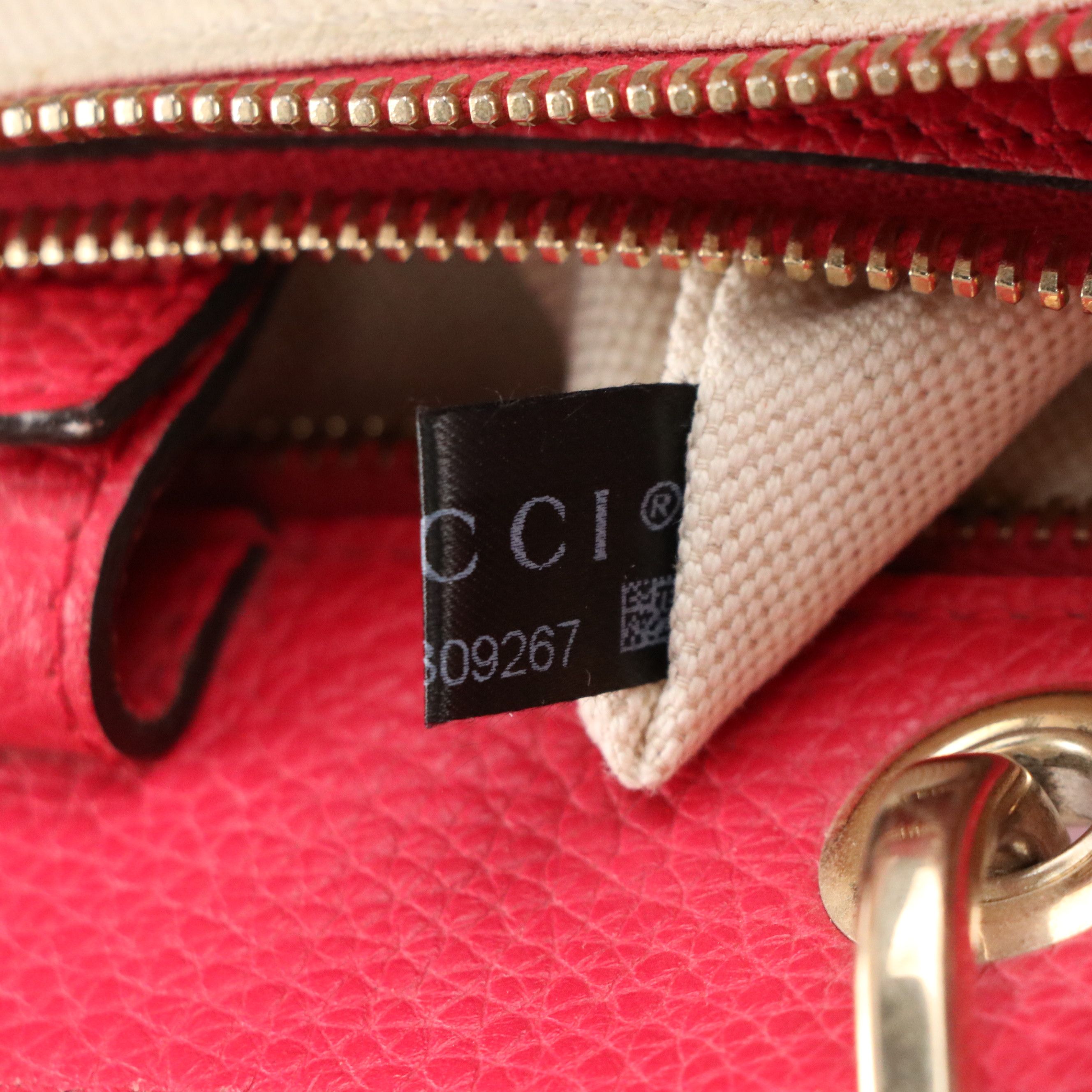 Gucci Bamboo Handle Two-Way Shopper Tote Bag in Pink and Orange Grained Calfskin