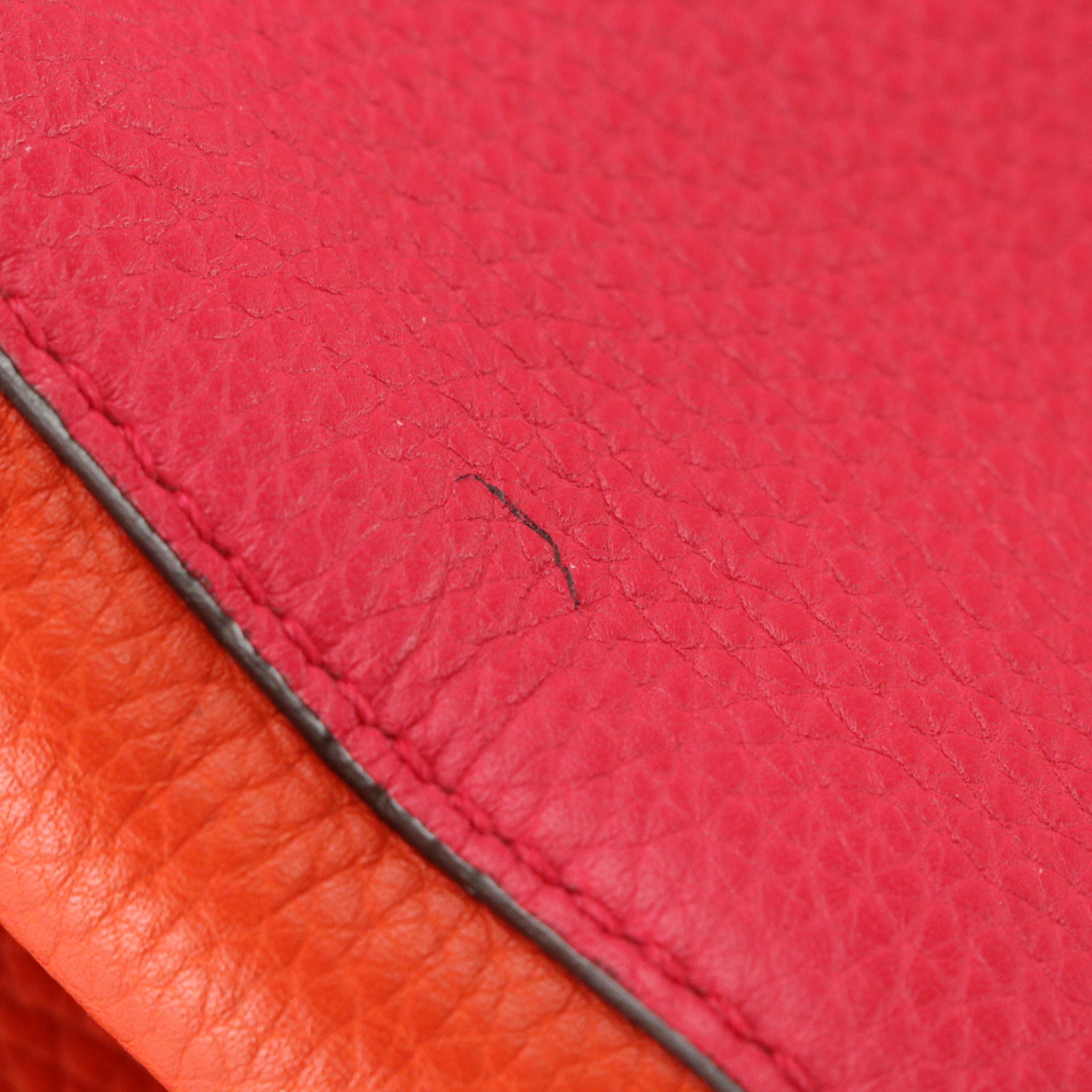 Gucci Bamboo Handle Two-Way Shopper Tote Bag in Pink and Orange Grained Calfskin