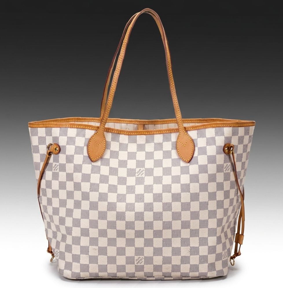 Louis Vuitton Neverfull GM Tote Bag in Damier Azur Canvas and Leather Trim