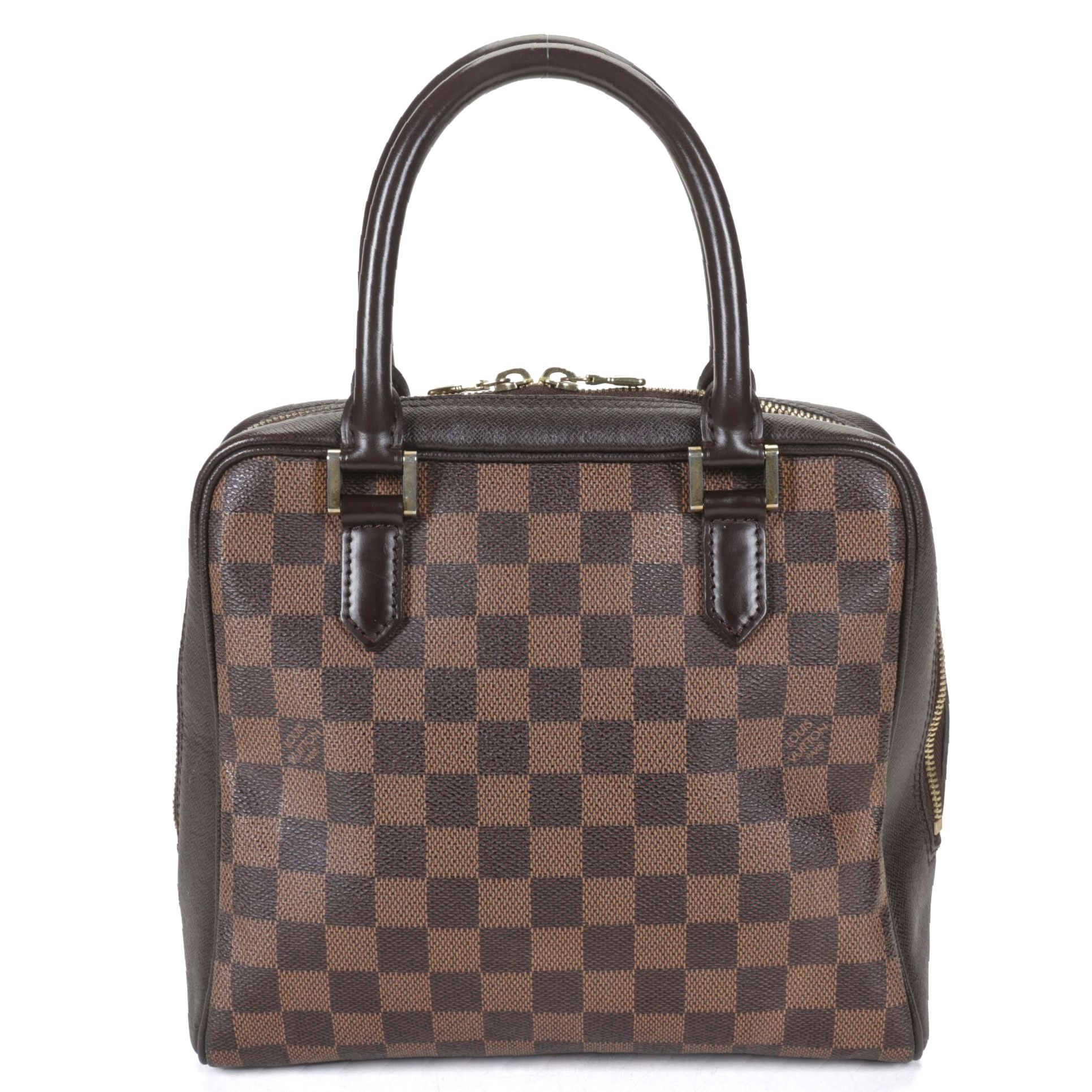 Louis Vuitton Brera Handbag in Damier Ebene Canvas and Brown Leather