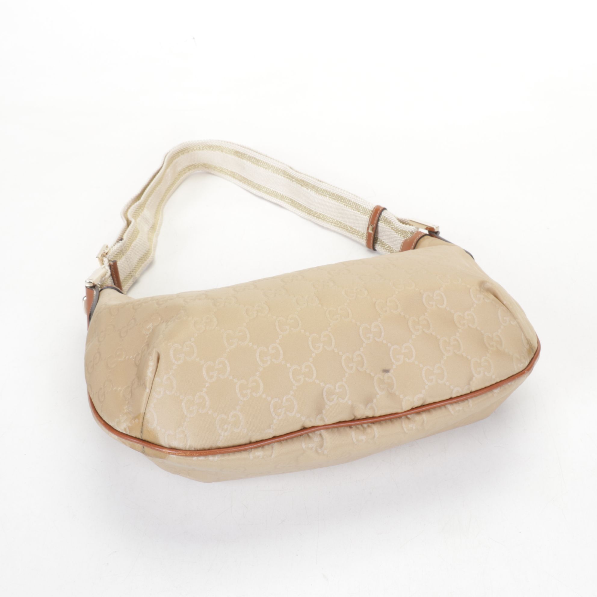 Gucci Hobo Shoulder Bag in GG Nylon Canvas with Leather Trim