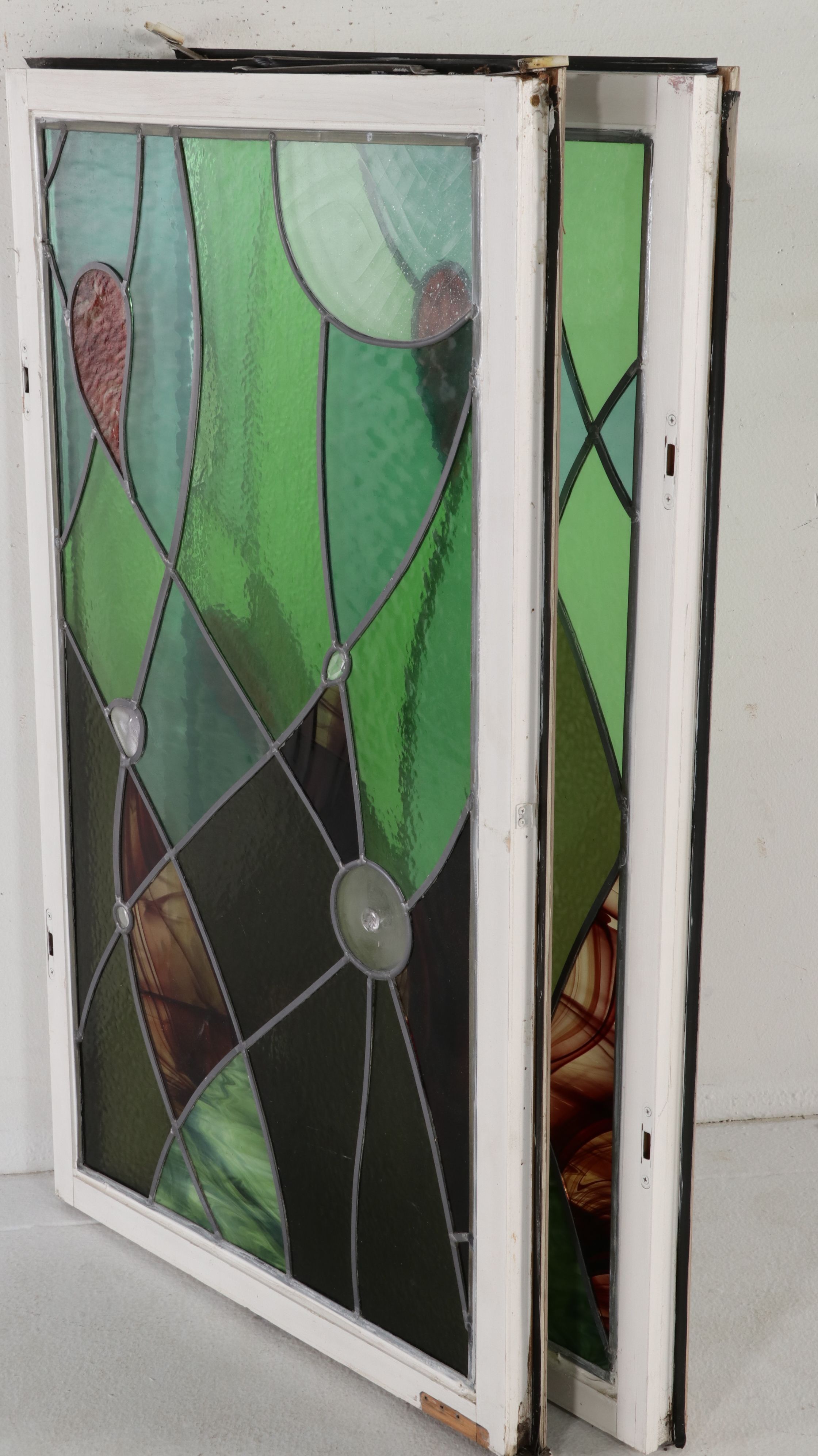 Pair of Handcrafted Stained Glass Windows