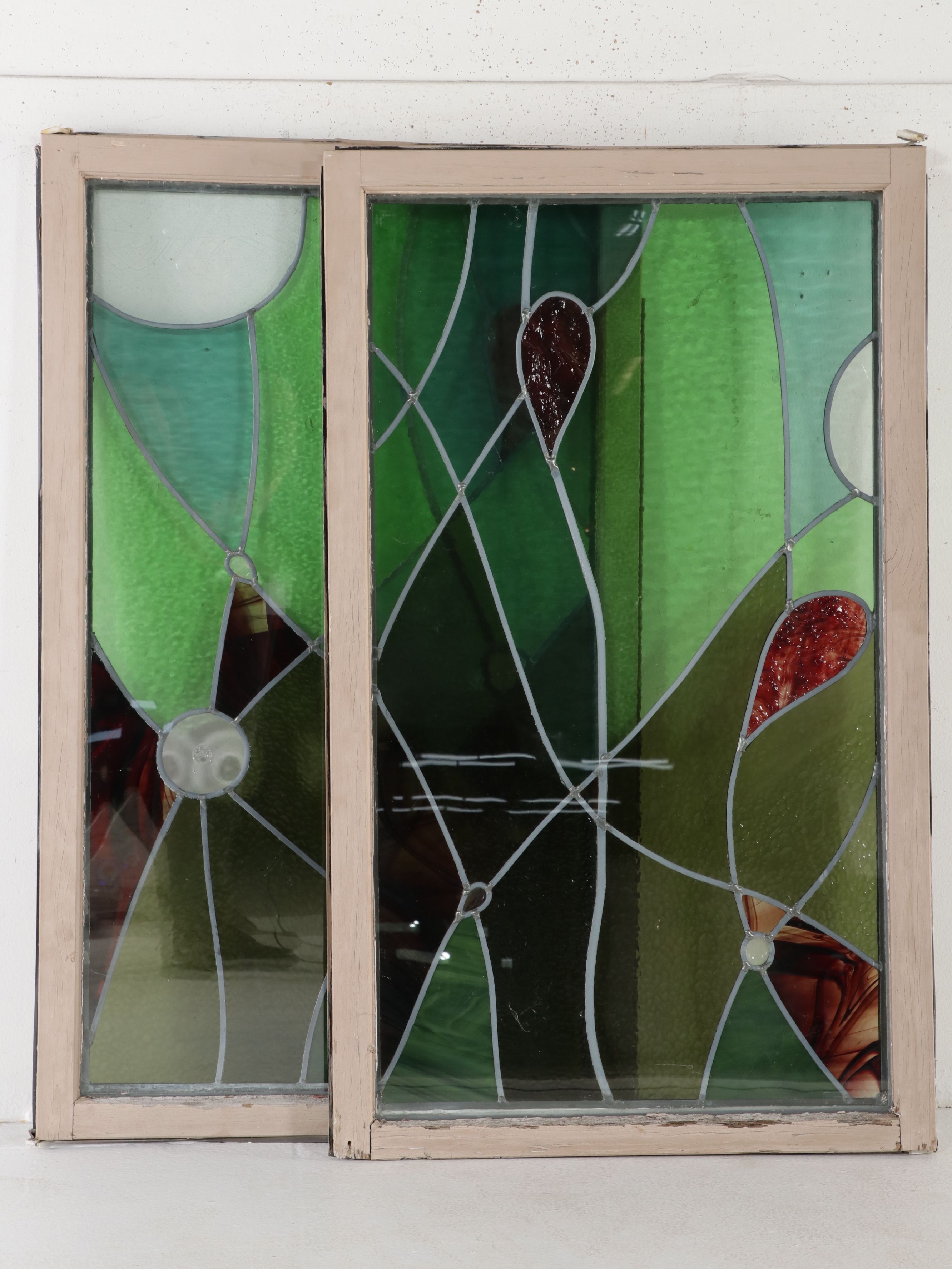Pair of Handcrafted Stained Glass Windows