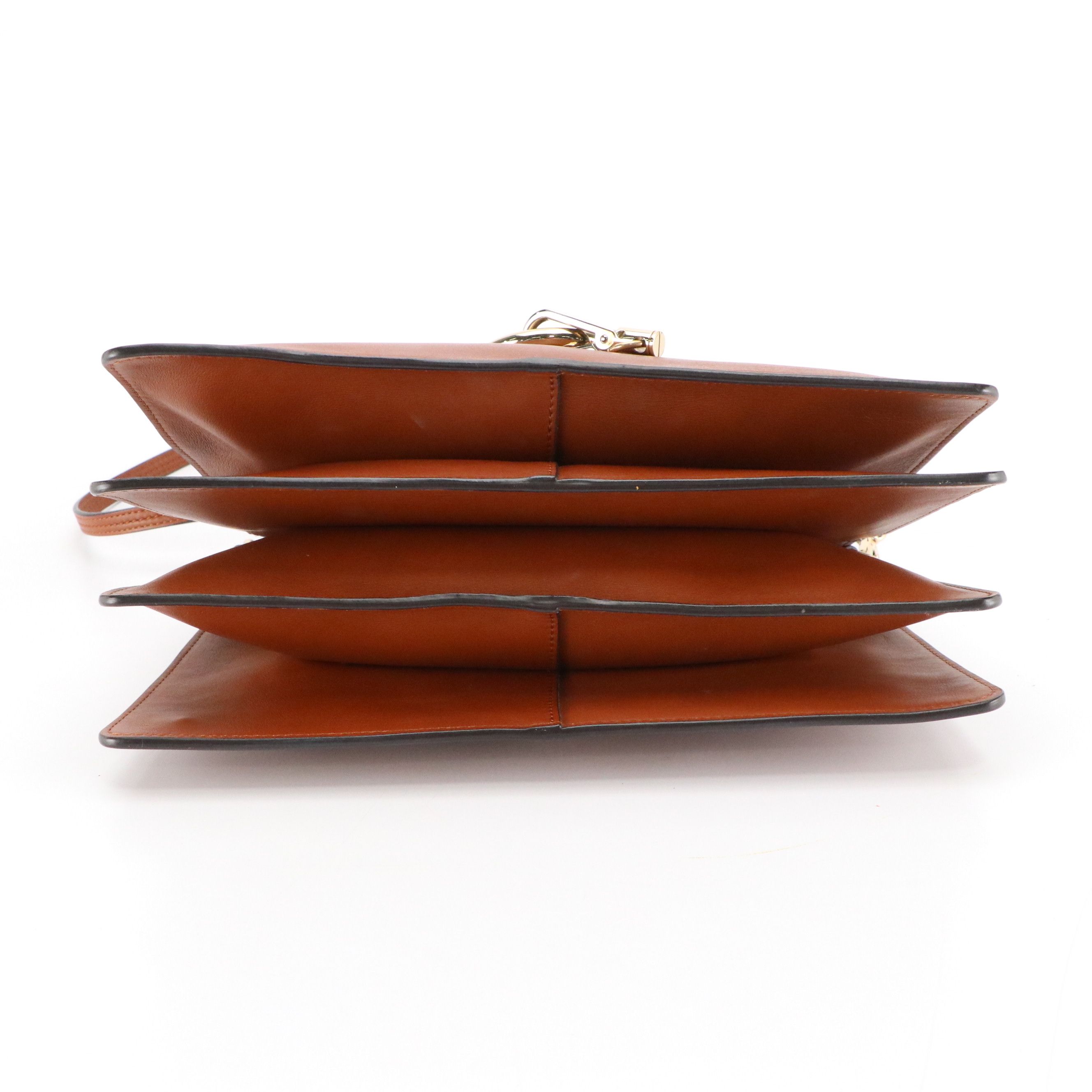 Chloé Large Faye Shoulder Bag in Tobacco Calfskin Leather and Suede