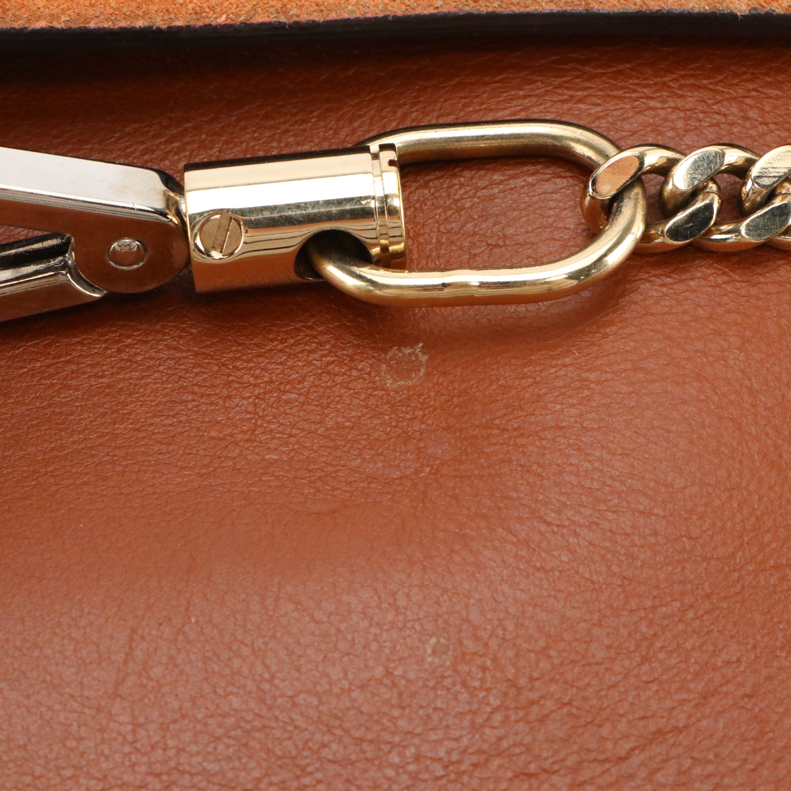 Chloé Large Faye Shoulder Bag in Tobacco Calfskin Leather and Suede