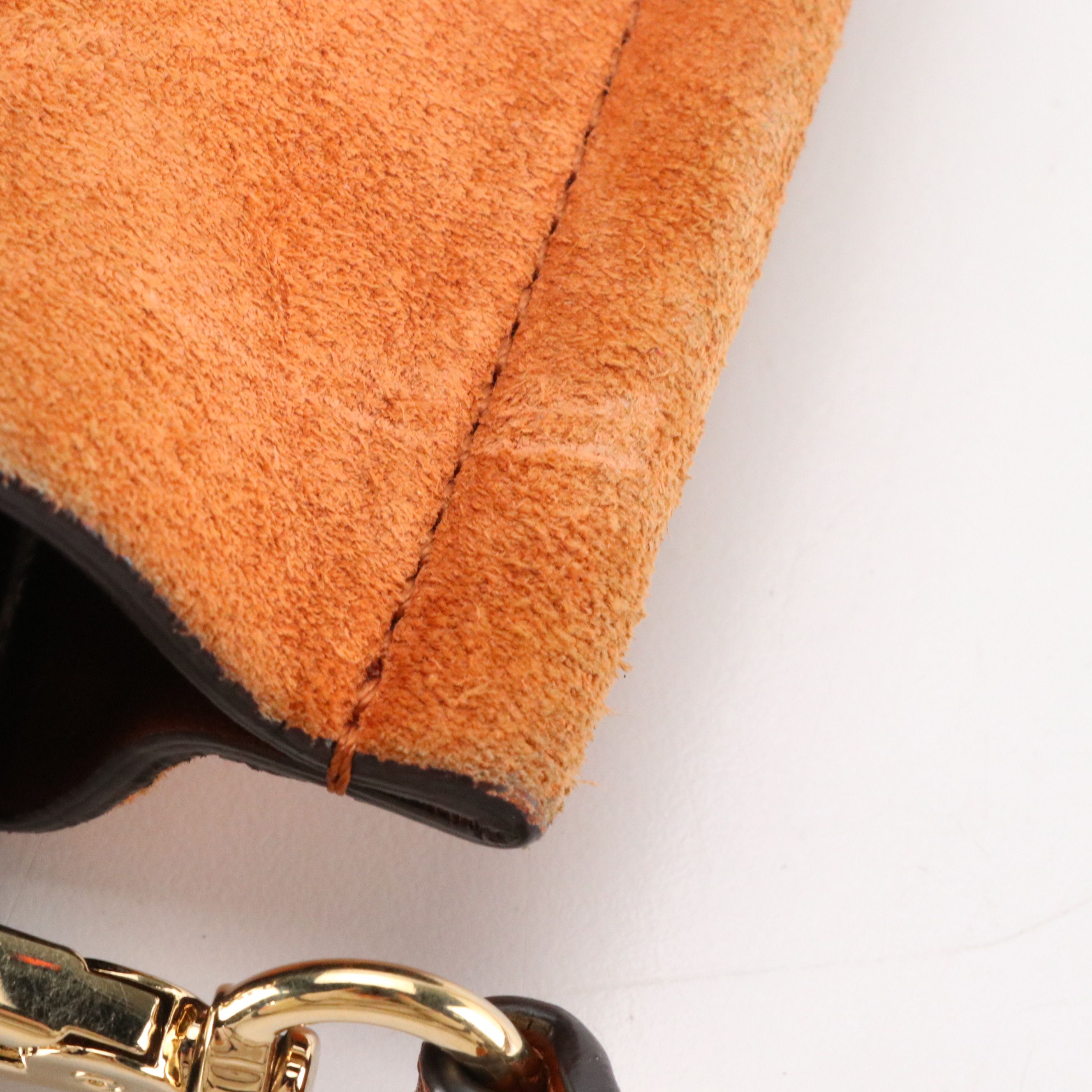Chloé Large Faye Shoulder Bag in Tobacco Calfskin Leather and Suede