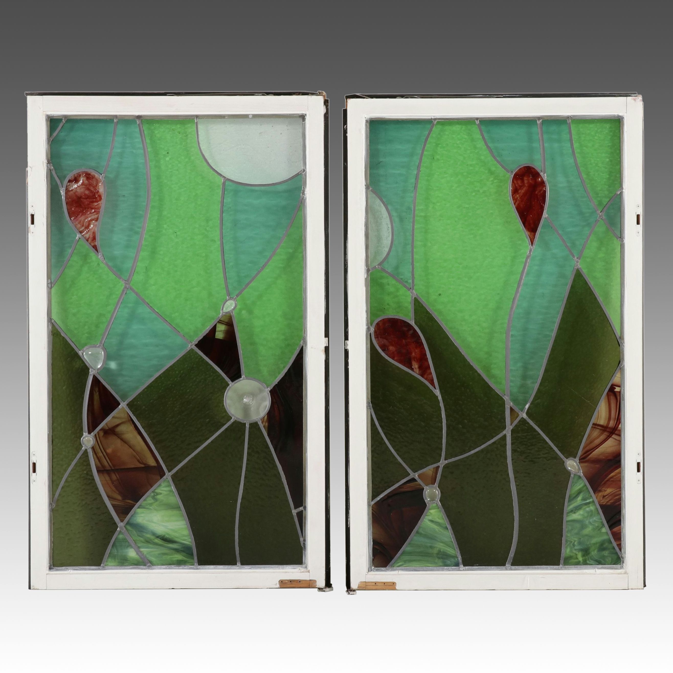 Pair of Handcrafted Stained Glass Windows