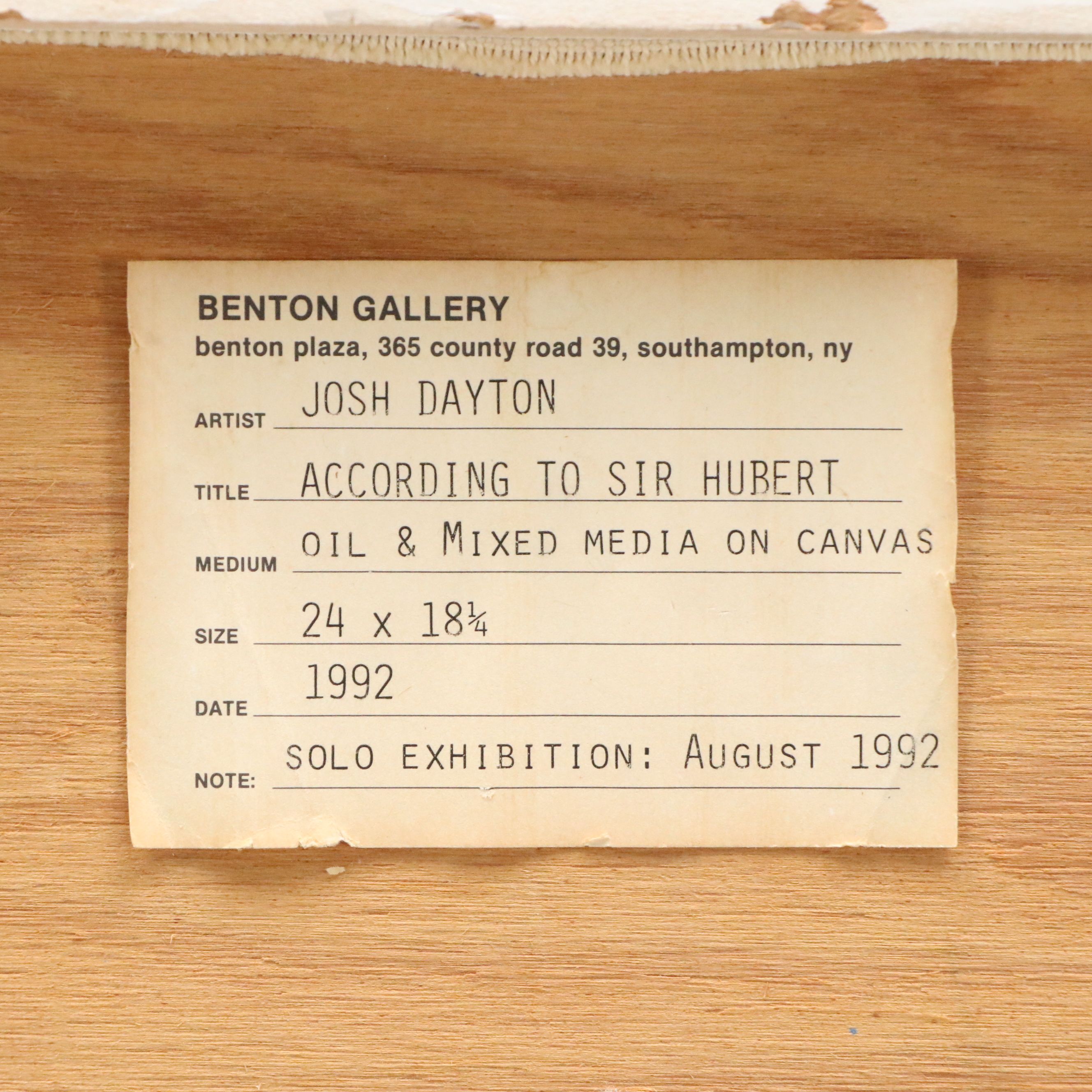 Josh Dayton Mixed Media Painting "According to Sir Hubert," 1992