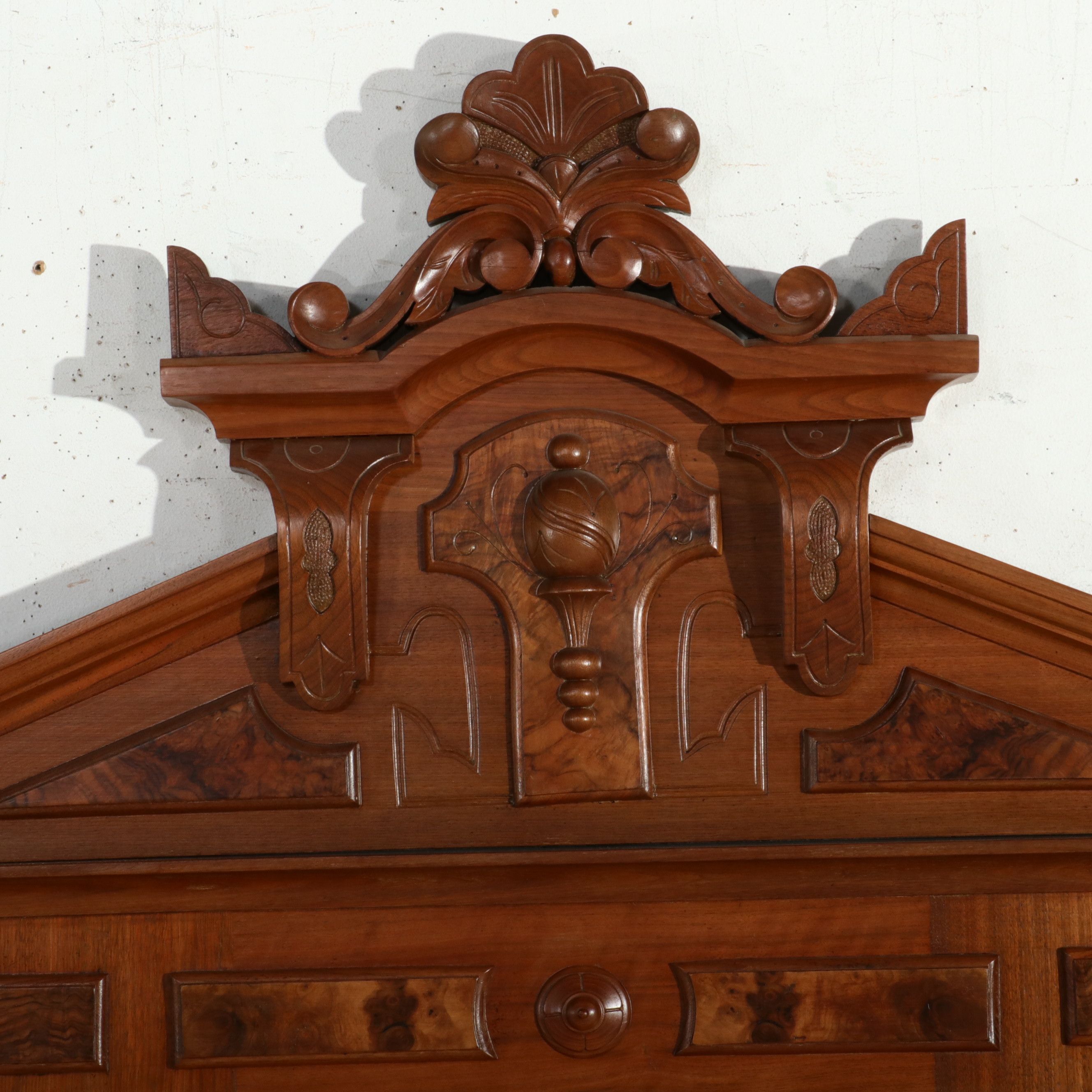 Eastlake Carved Walnut and Burled Buffet, Late 19th Century