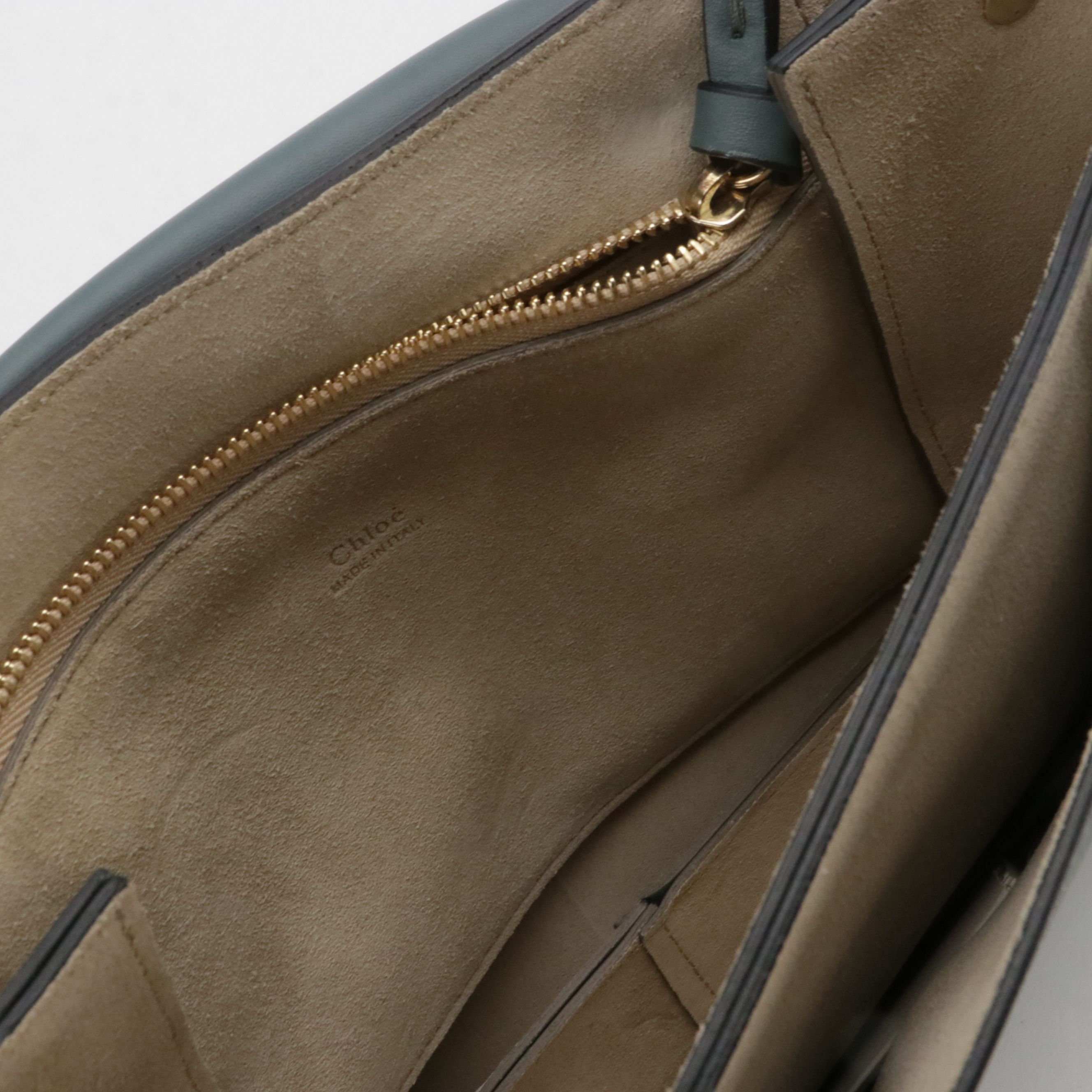 Chloé Large Faye Shoulder Bag in Teal Blue Calfskin Leather and Suede