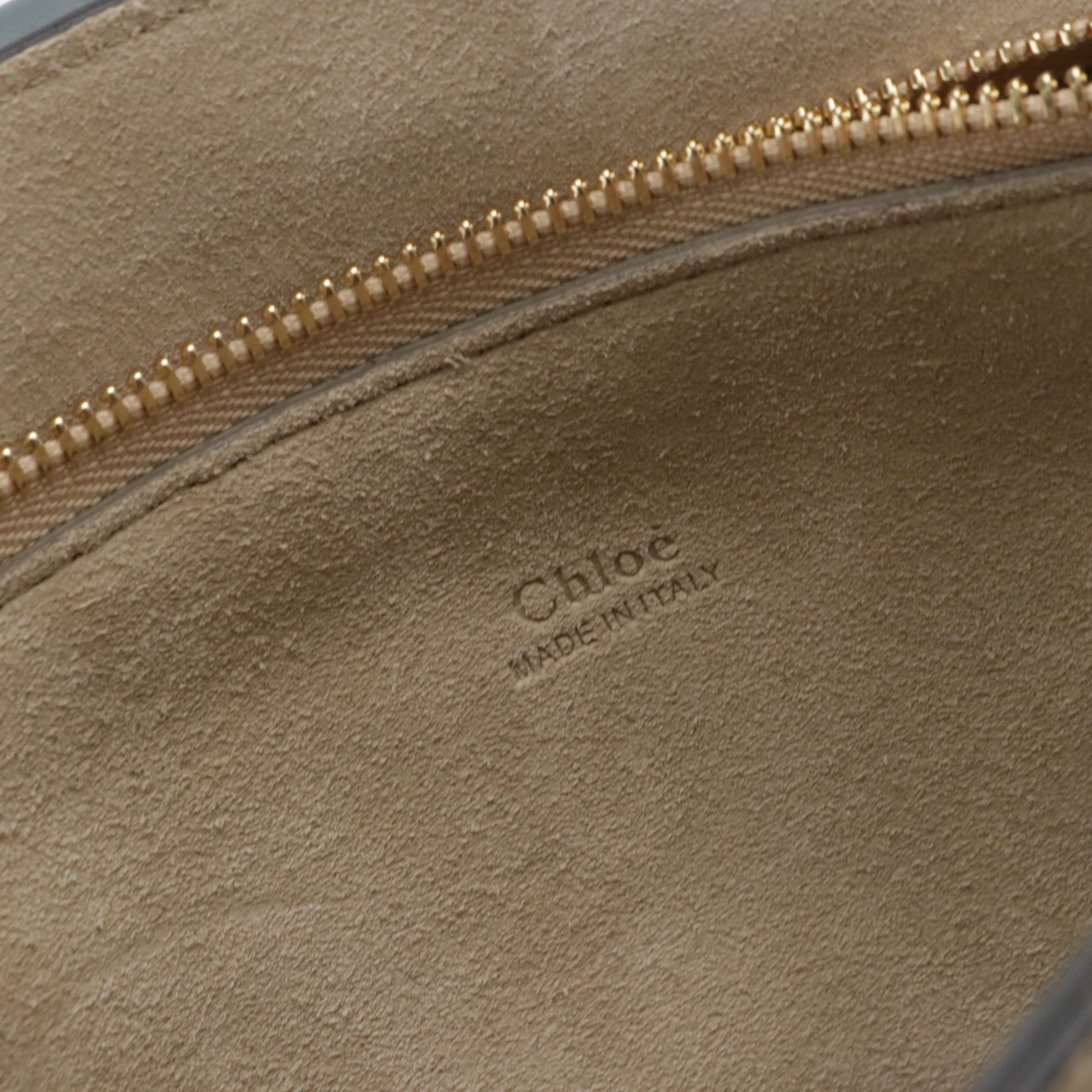 Chloé Large Faye Shoulder Bag in Teal Blue Calfskin Leather and Suede
