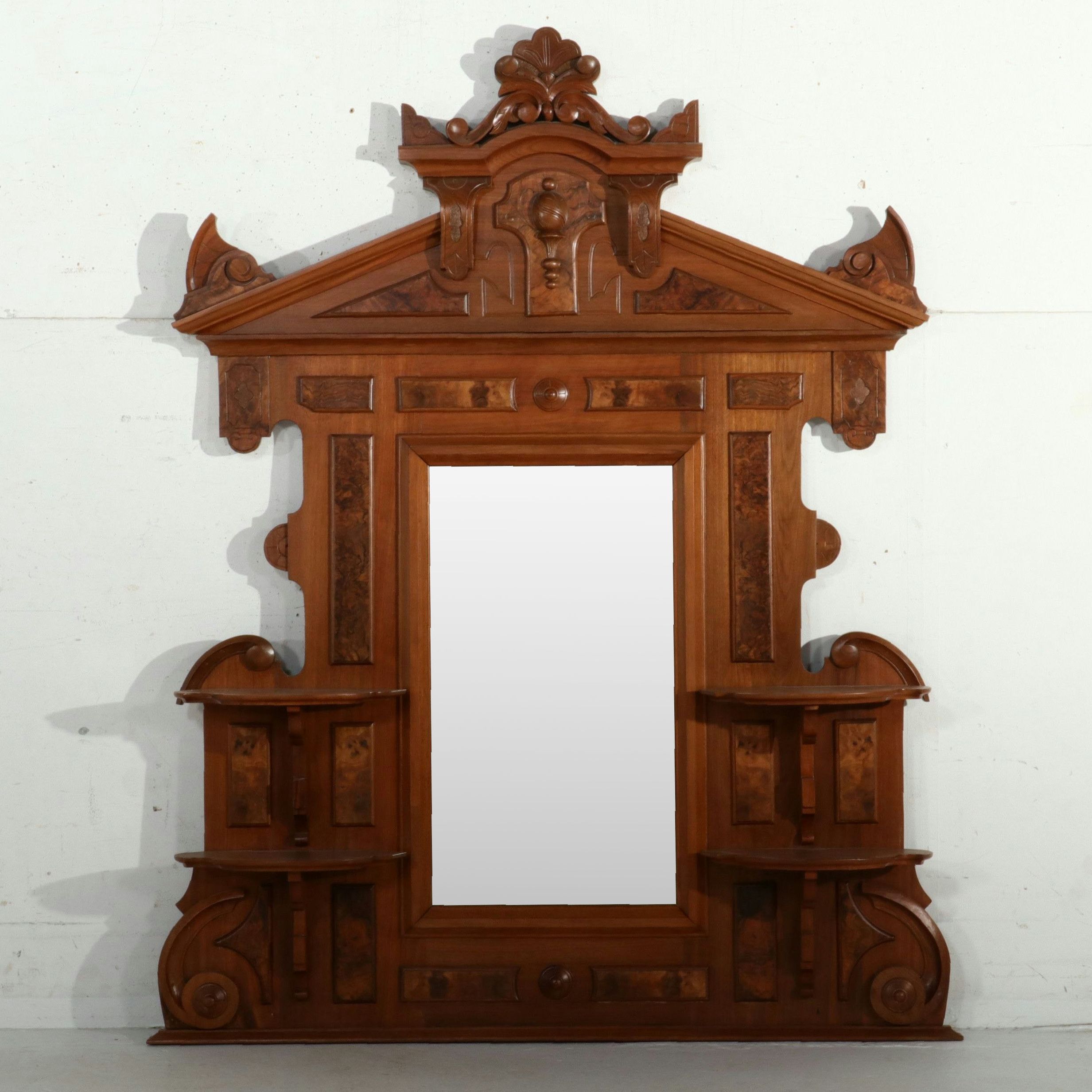 Eastlake Carved Walnut and Burled Buffet, Late 19th Century