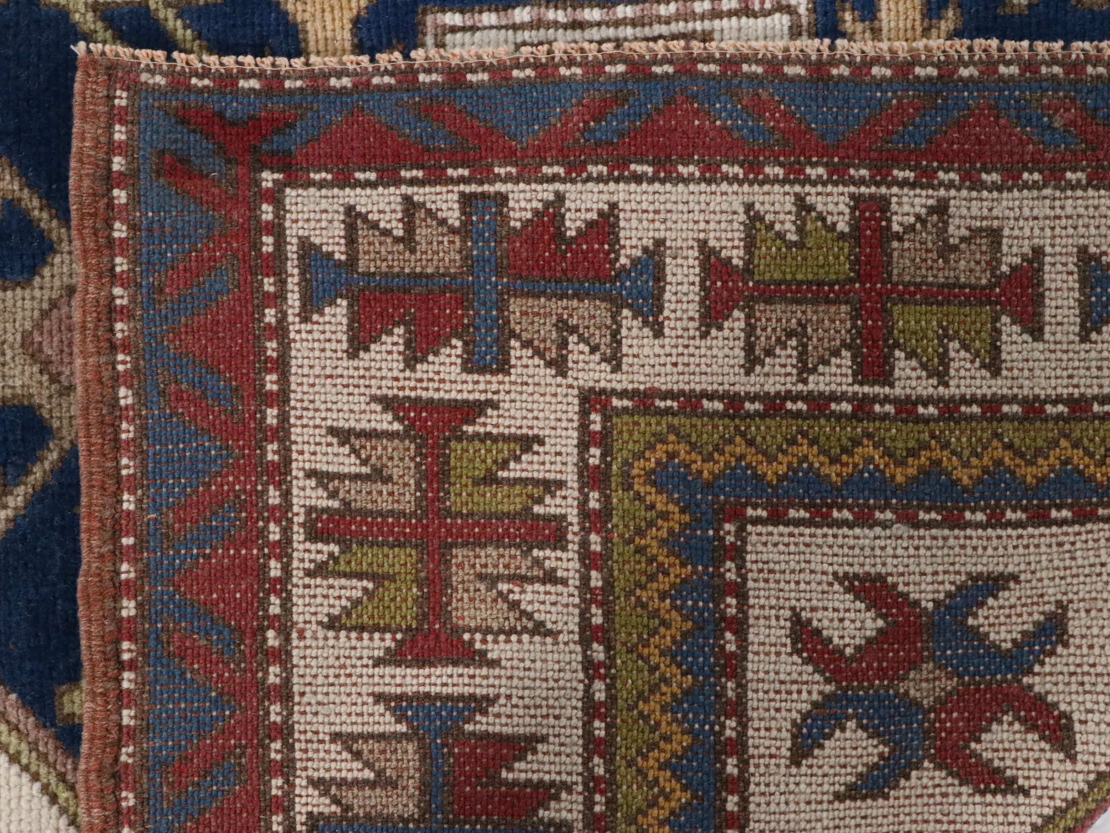 4'1 x 5'4 Hand-Knotted Caucasian Kazak Area Rug