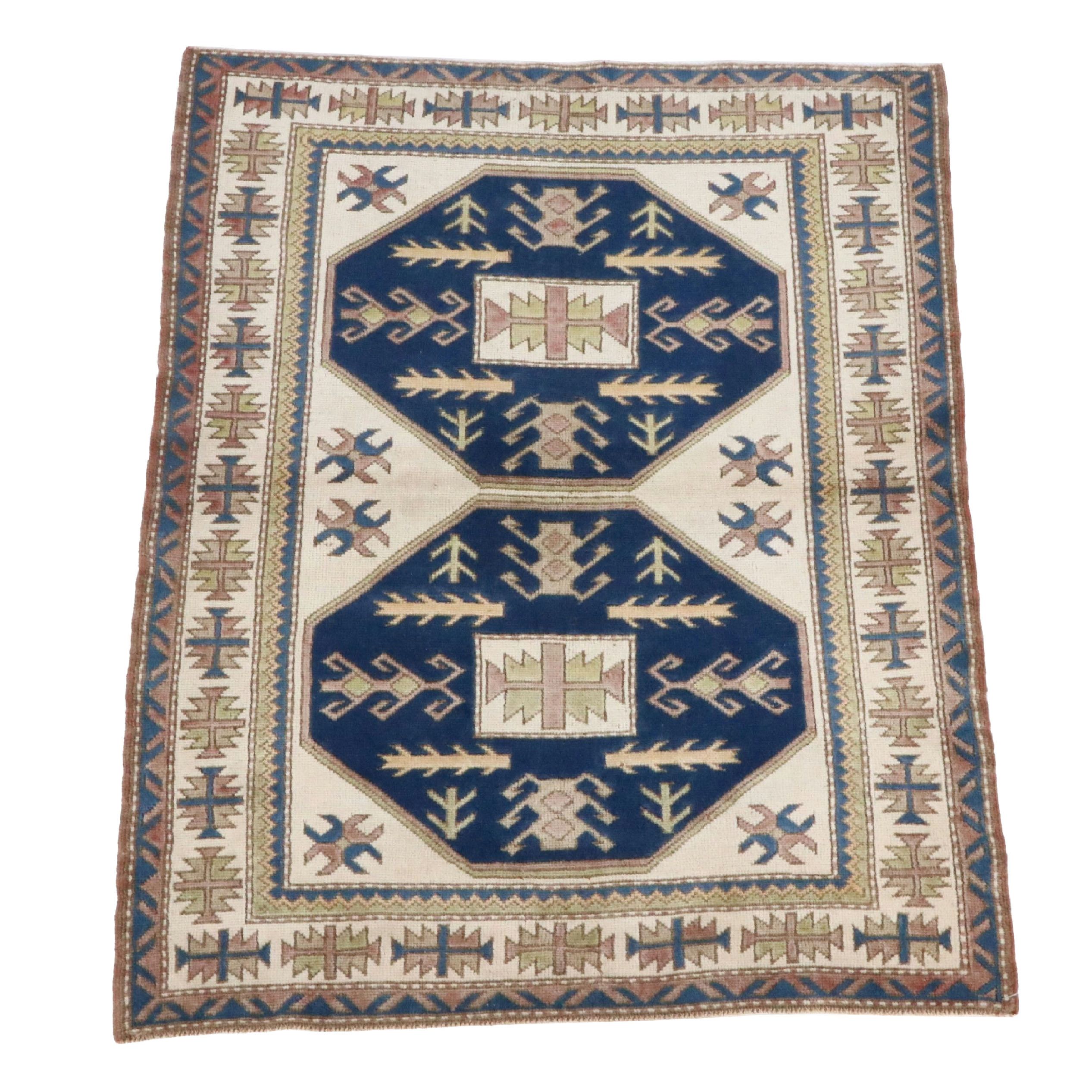 4'1 x 5'4 Hand-Knotted Caucasian Kazak Area Rug