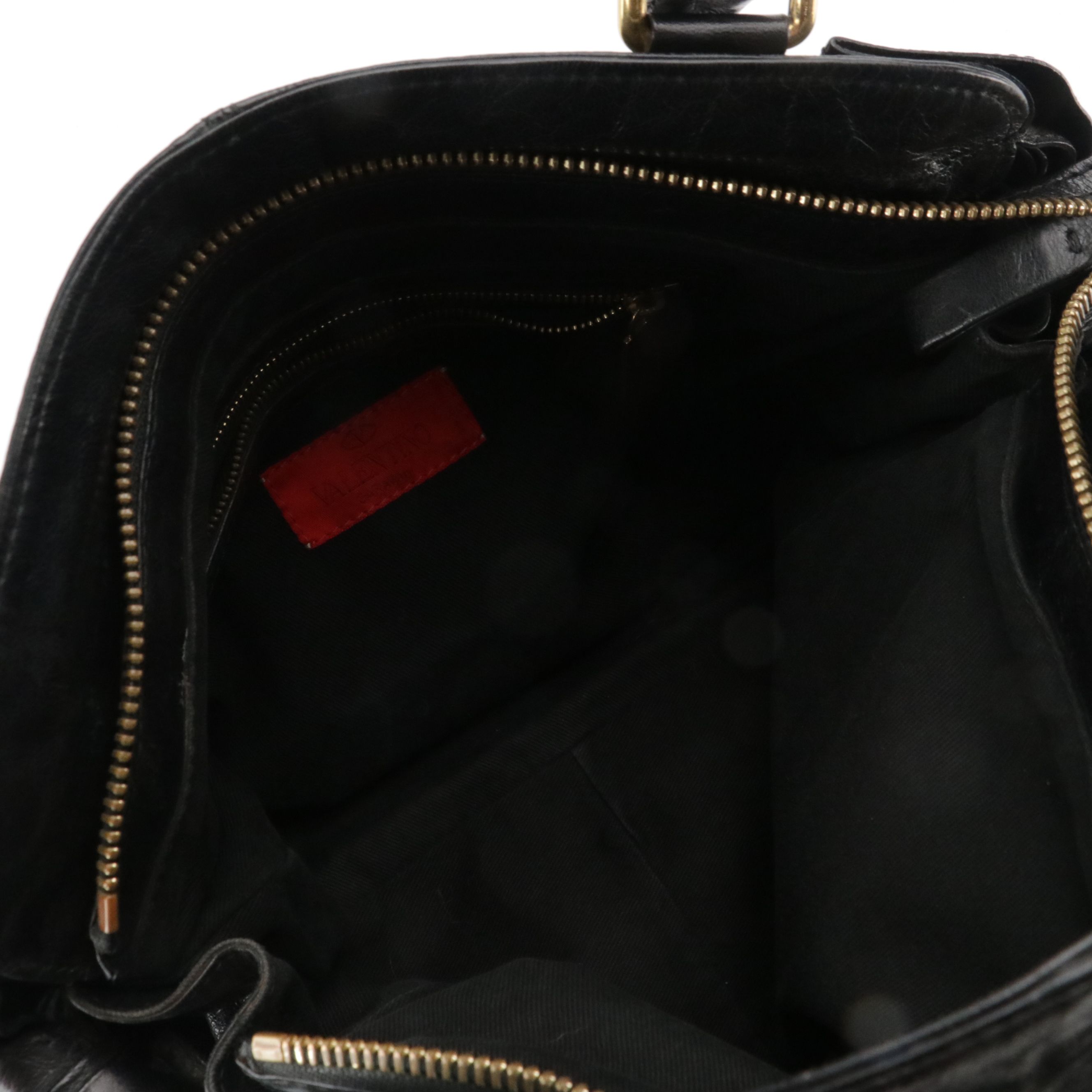 Valentino Garavani Side Bow Accented Satchel Bag in Crinkled Calfskin Leather