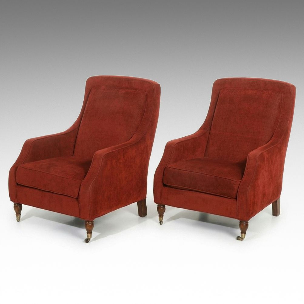 Pair of Vanguard Upholstered Armchairs, 21st Century