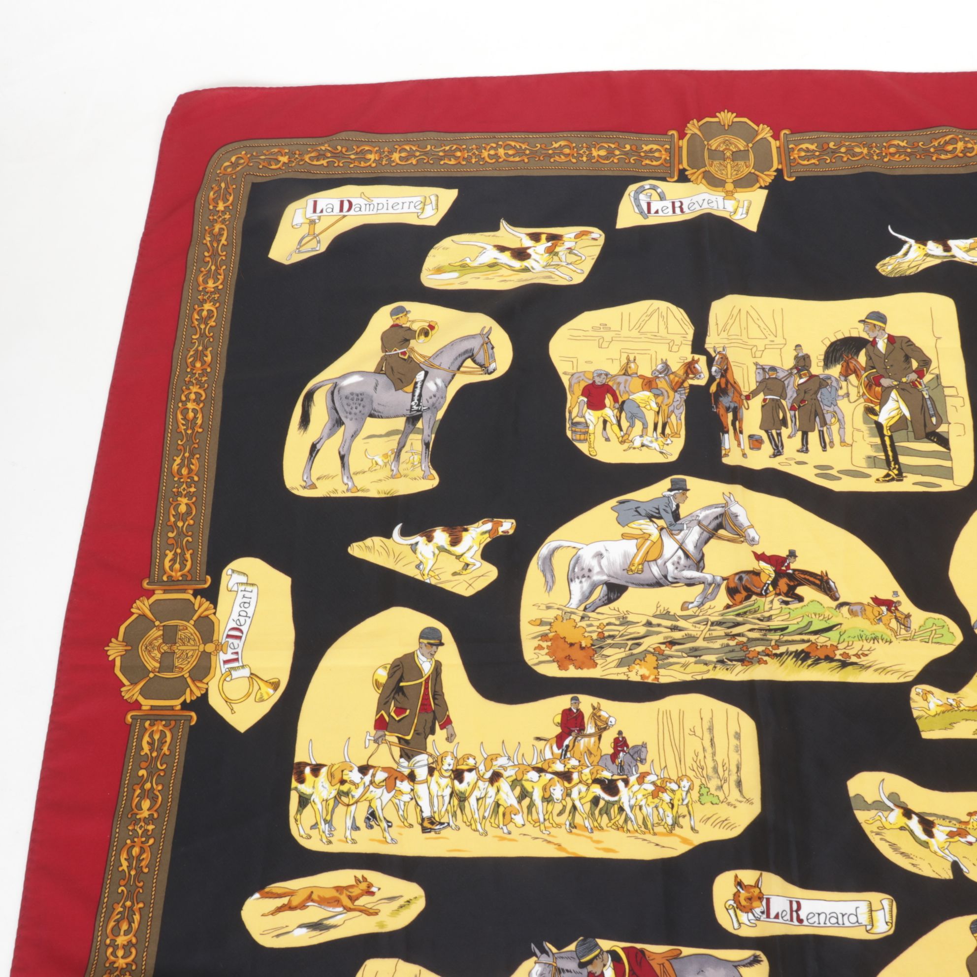 Gianni Versace Equestrian Fox Hunt Silk Scarf