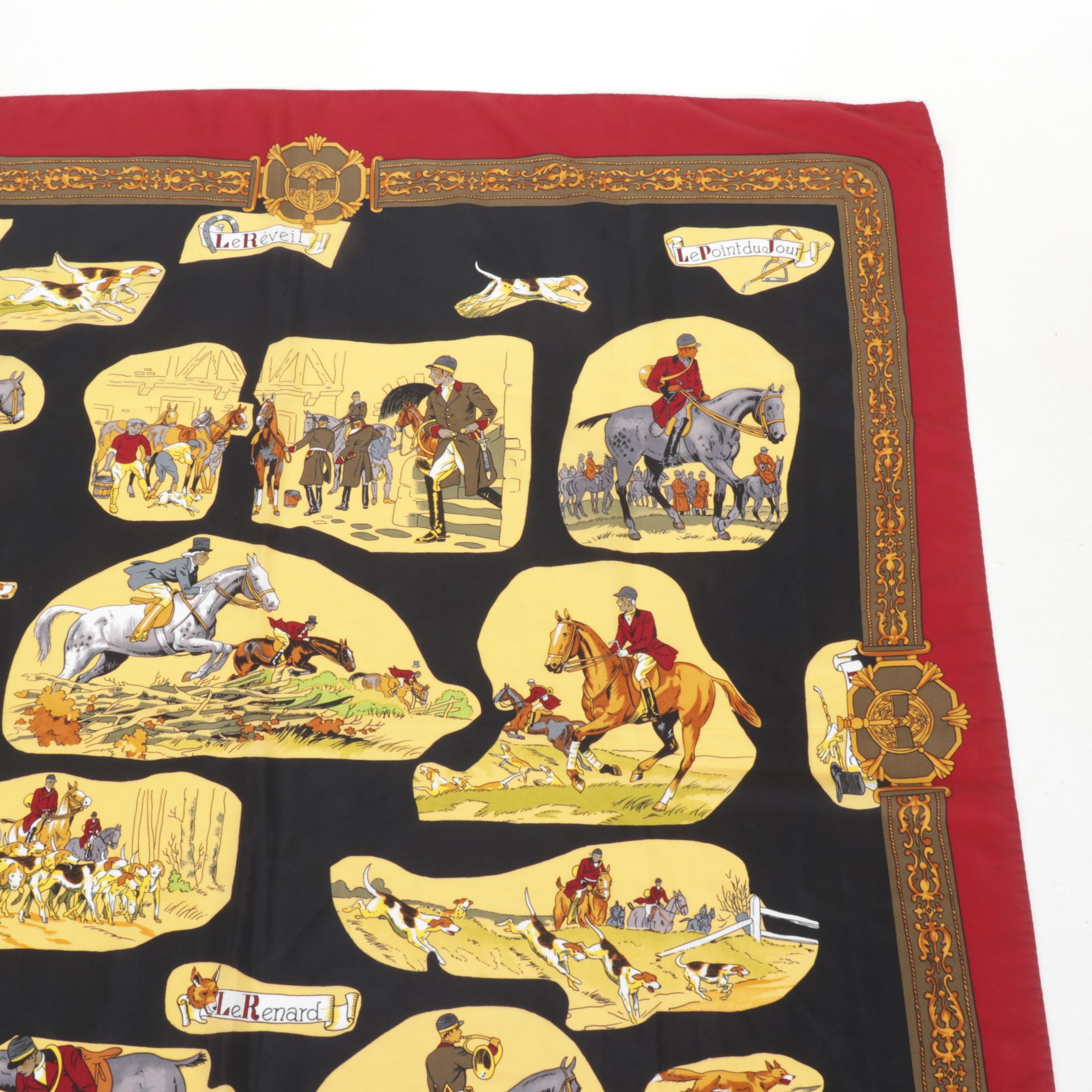 Gianni Versace Equestrian Fox Hunt Silk Scarf