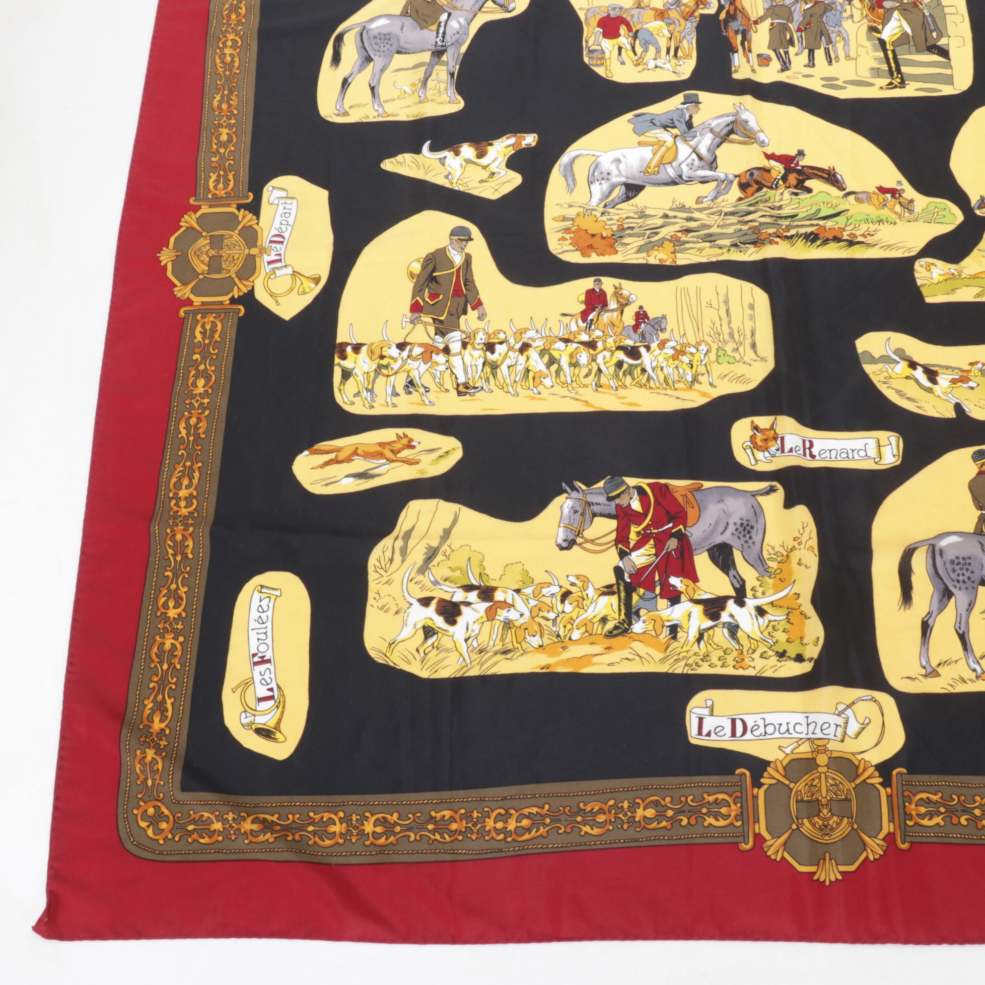 Gianni Versace Equestrian Fox Hunt Silk Scarf