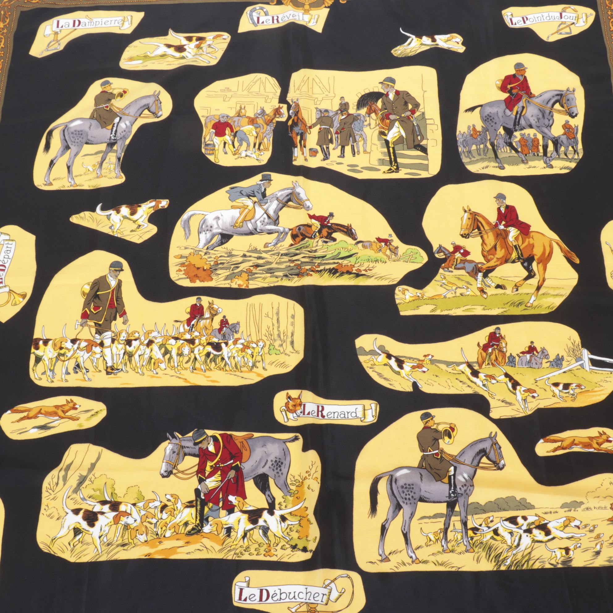 Gianni Versace Equestrian Fox Hunt Silk Scarf