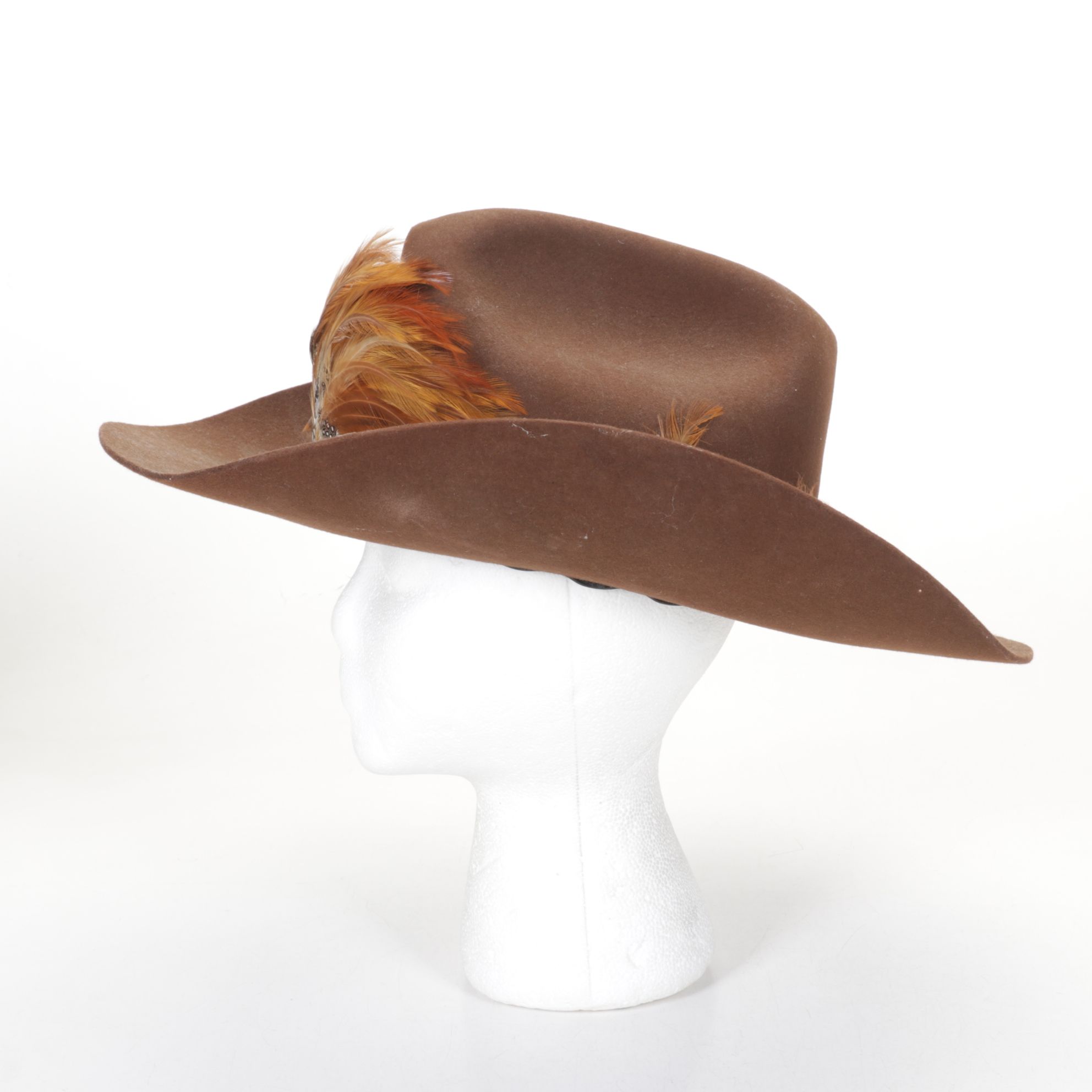 Resistol Stage Coach and Eddy Bros. Feather Motif and Silver Trim Western Hats