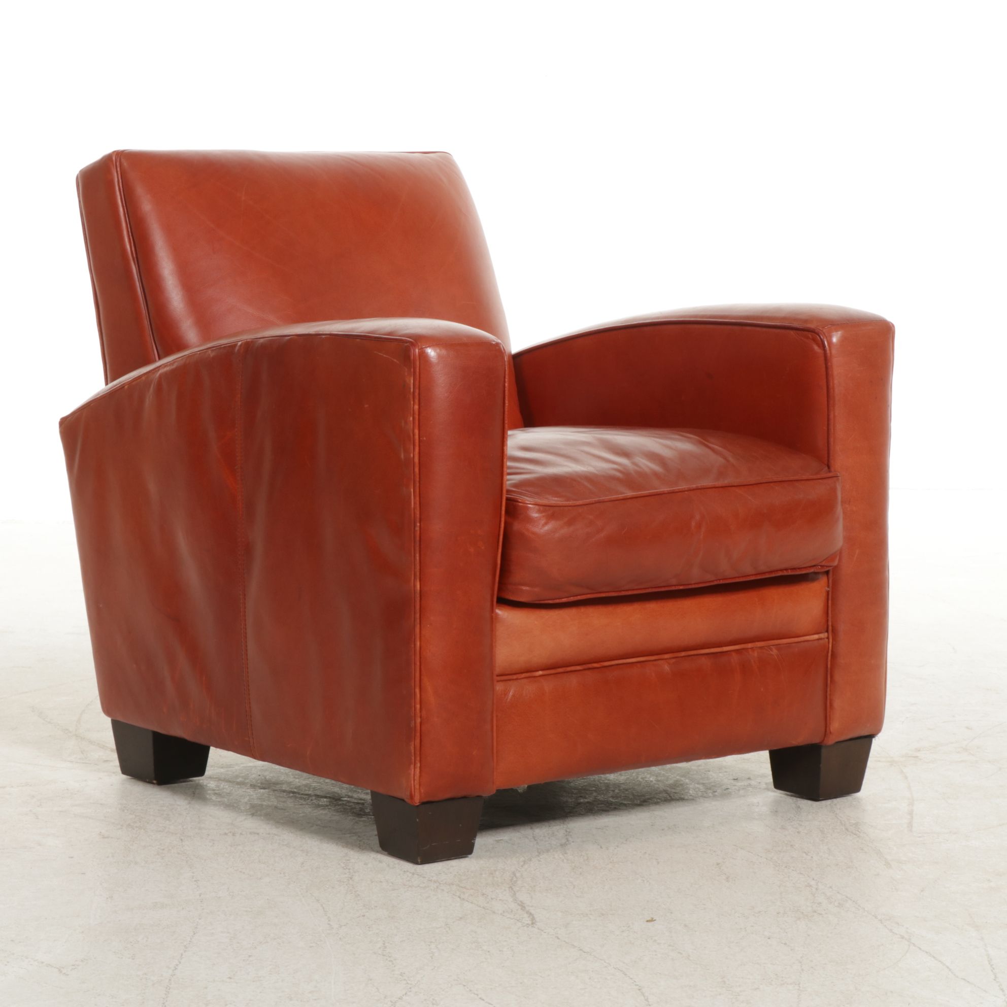 Bernhardt Modernist Leather Upholstered Armchair, 21st Century