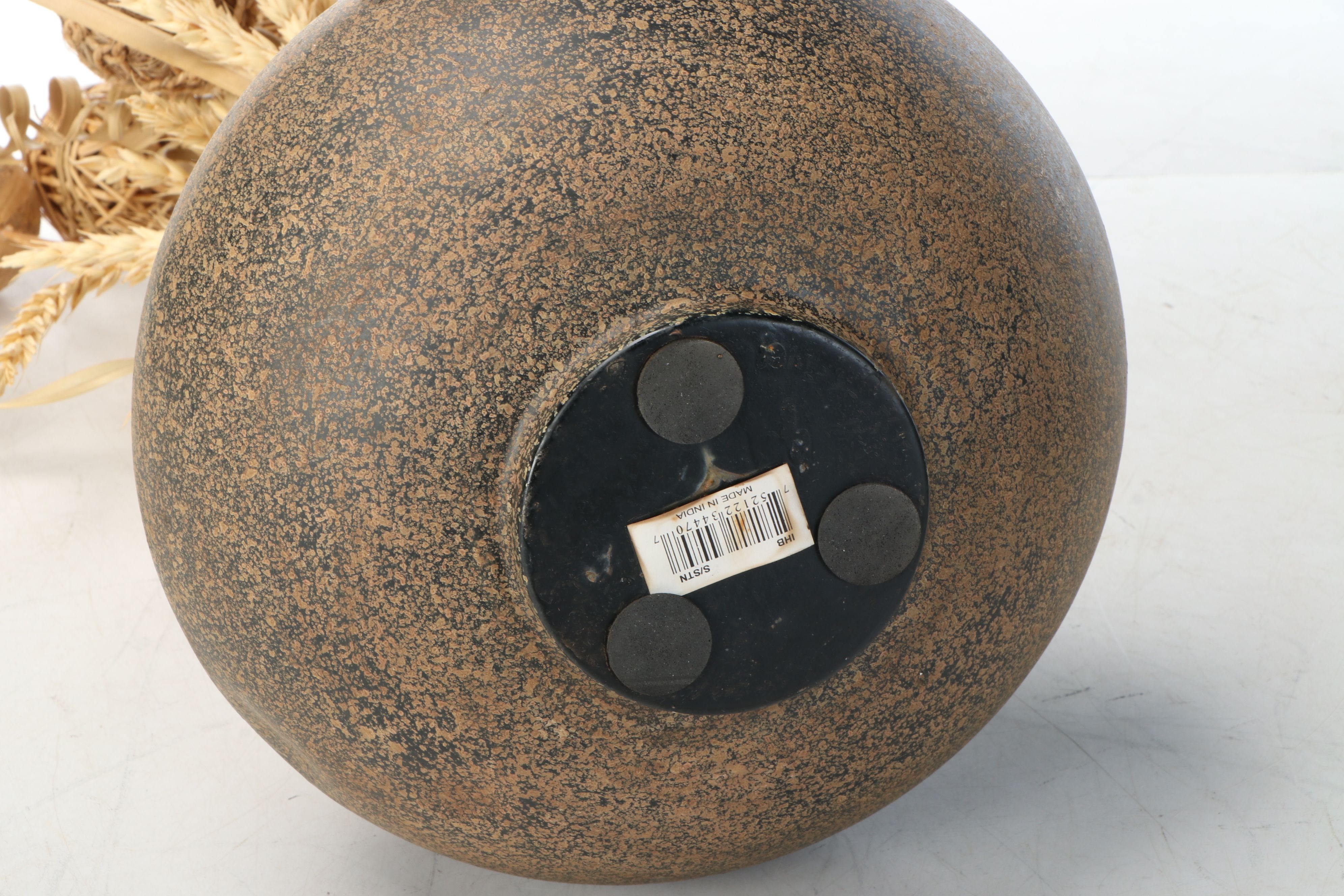 Composite Leaf Imprint Wall Panels with Dried Plants in Ceramic Vase