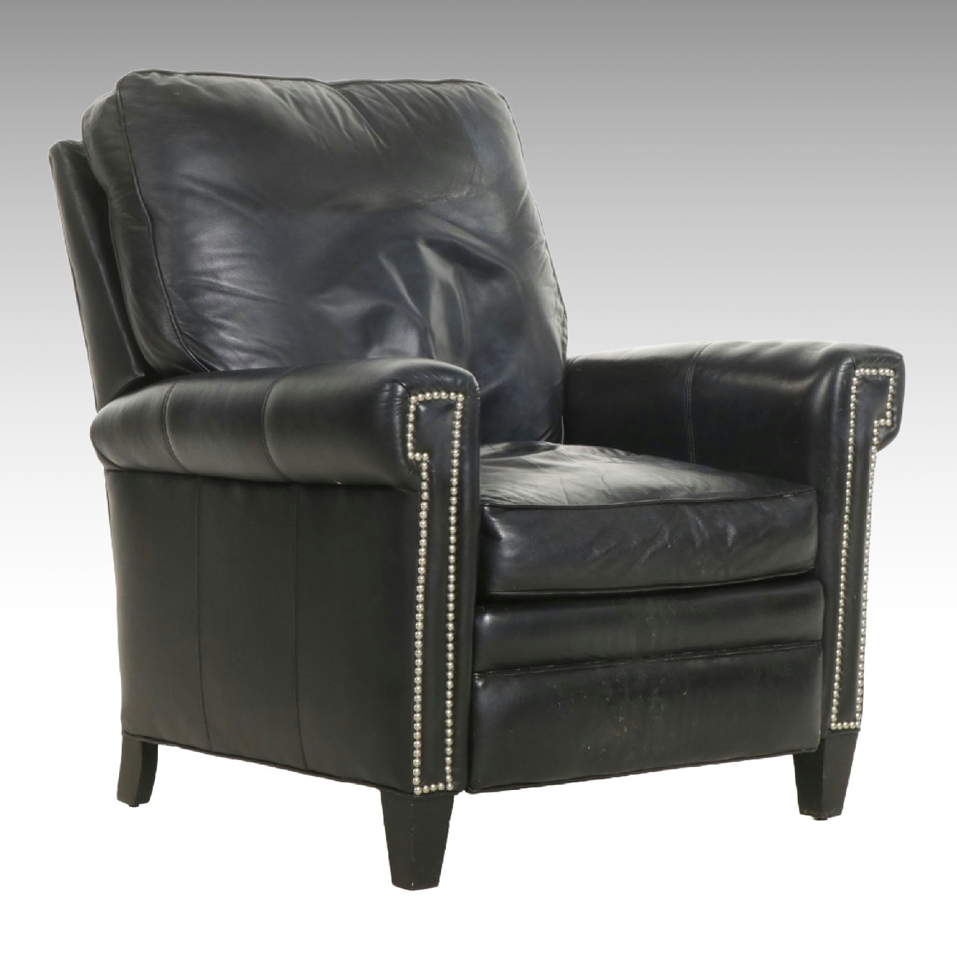 Taylor King Black Leather Reclining Chair with Nailhead Trim