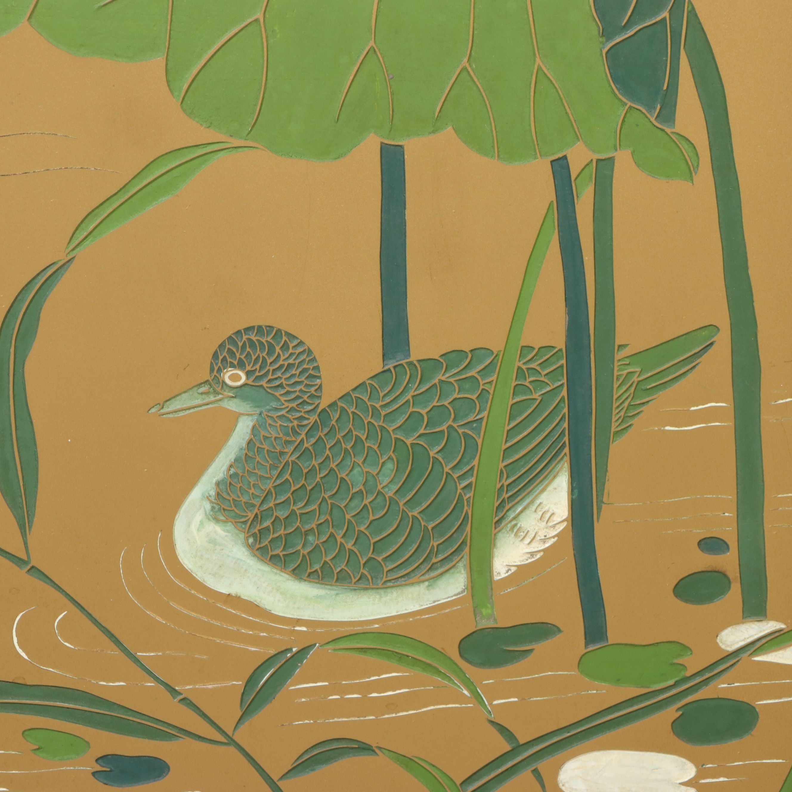 Chinese Four-Panel Reversible Lacquered Room Divider, Late 20th Century