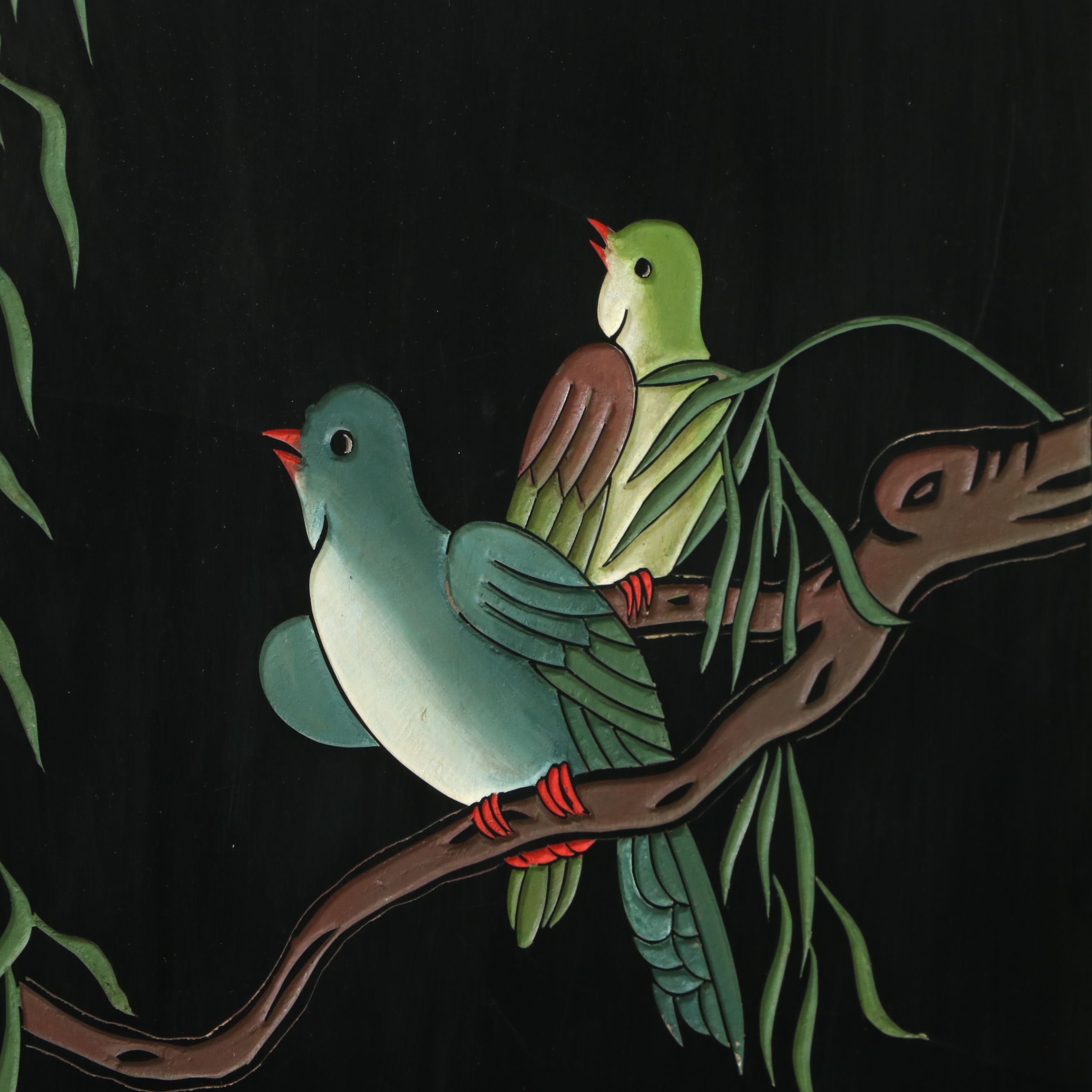 Chinese Four-Panel Reversible Lacquered Room Divider, Late 20th Century
