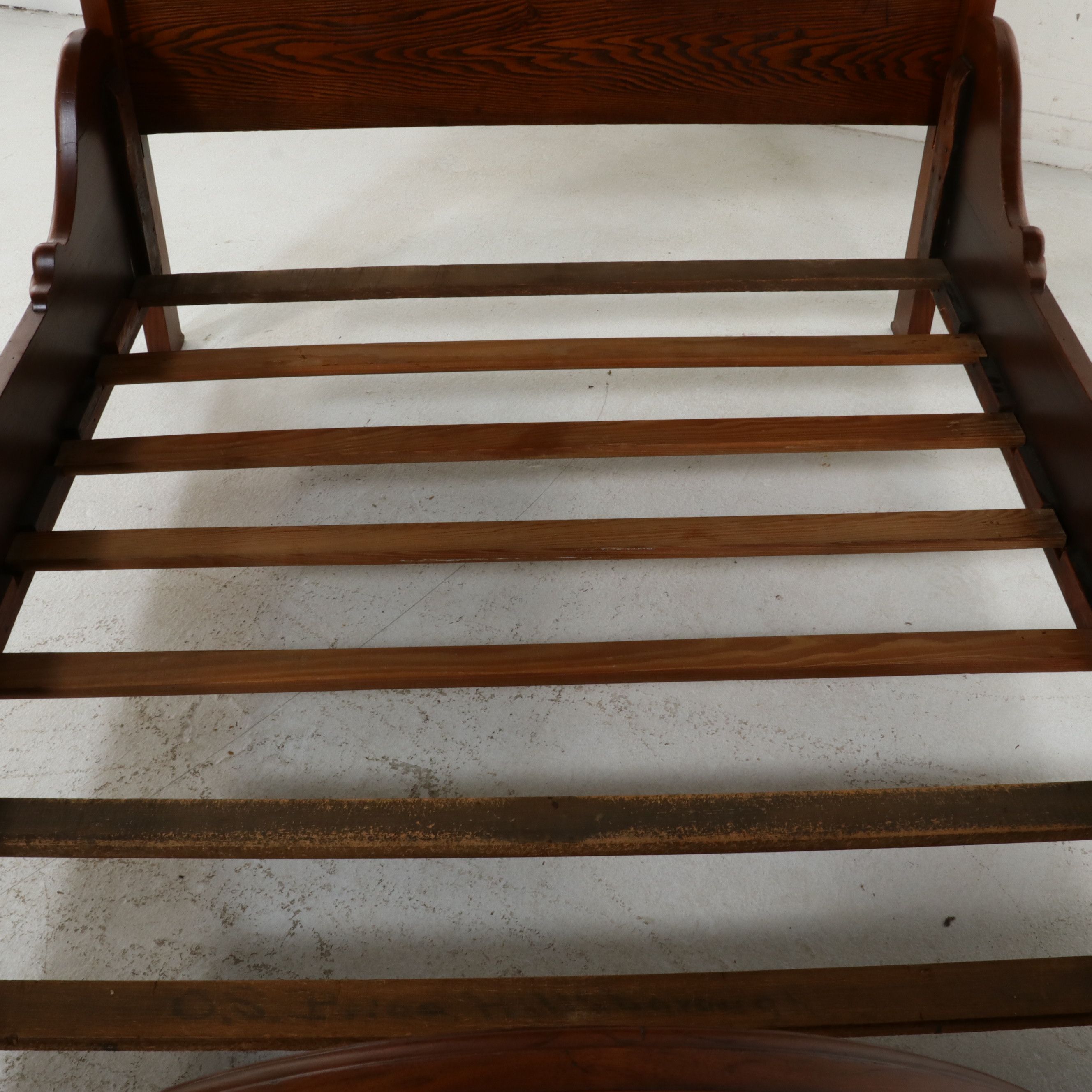 Eastlake Carved Walnut and Burl full Size Bed Frame