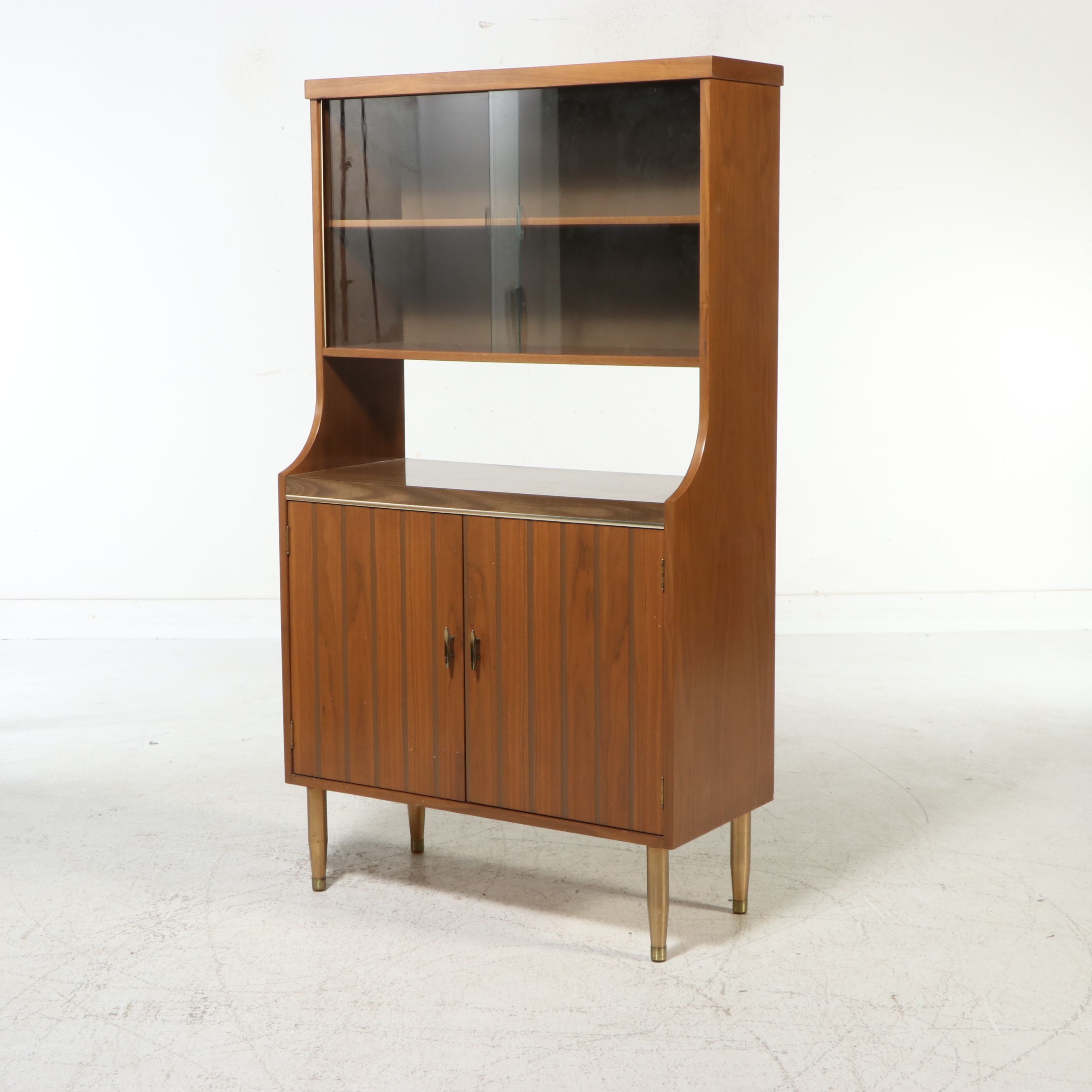 Mid Century Modern Walnut China Cabinet, Mid-20th Century