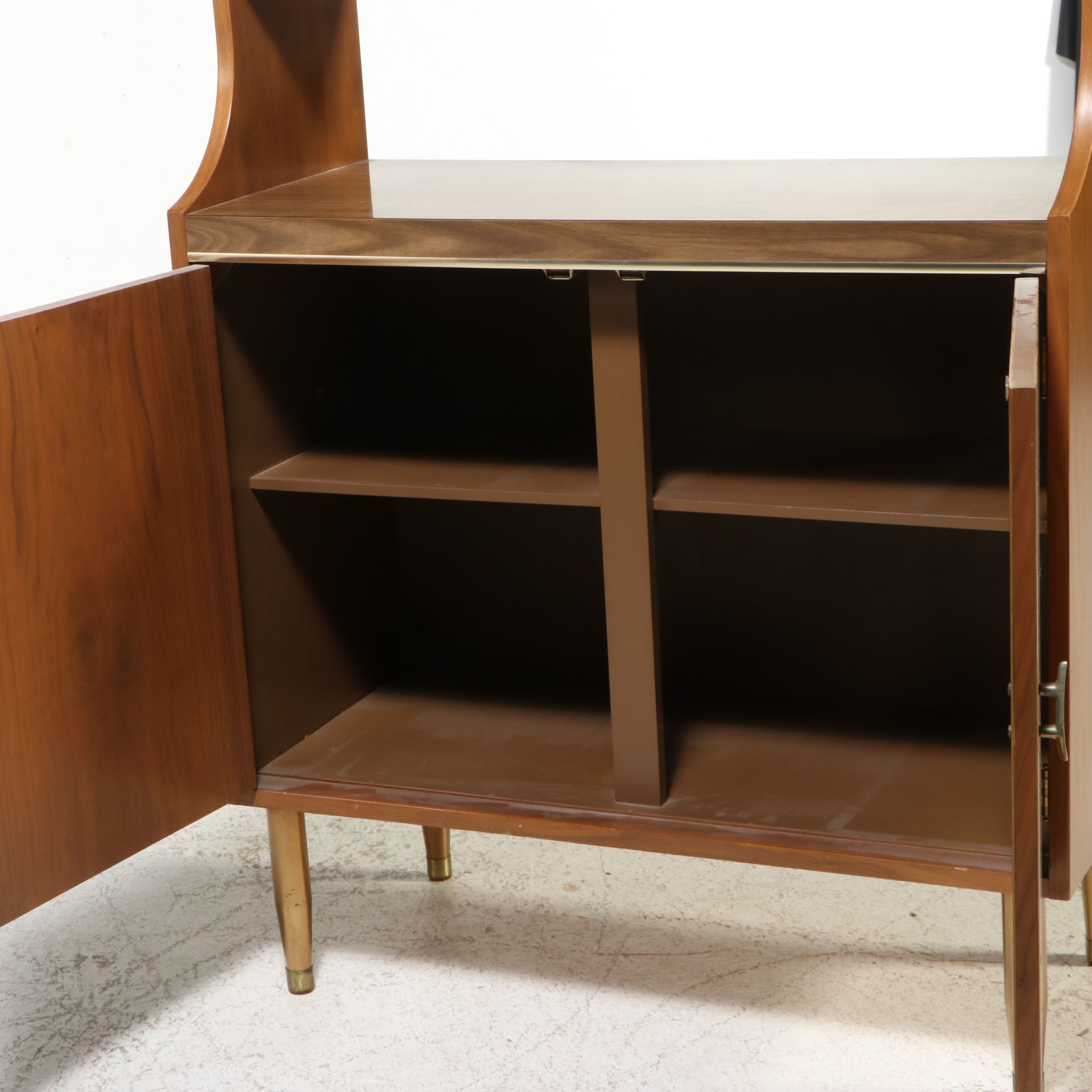 Mid Century Modern Walnut China Cabinet, Mid-20th Century