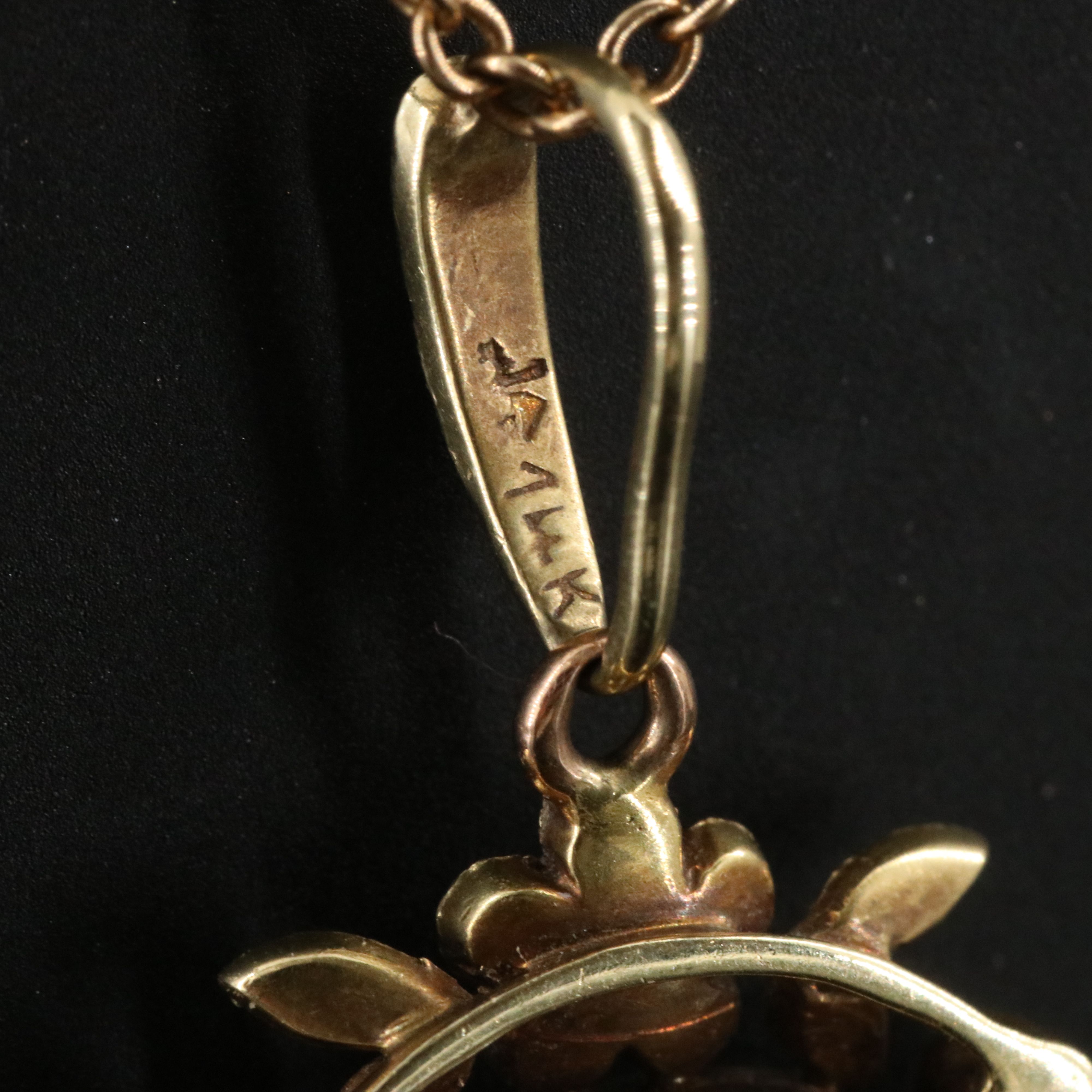 Aesthetic Period 14K Aquamarine and Pearl Négligée Pendant Necklace