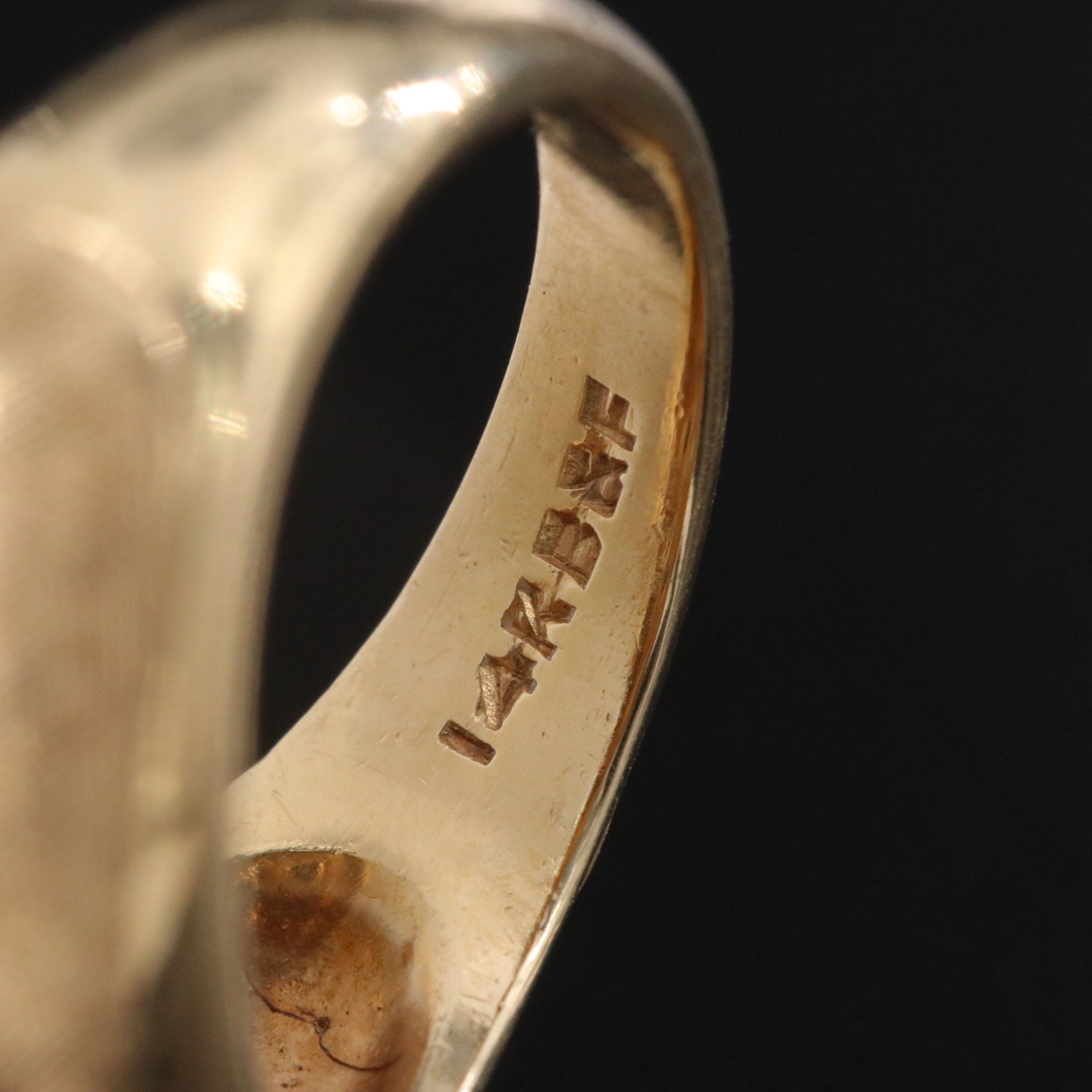 14K Sapphire Dome Ring with Florentine Finish