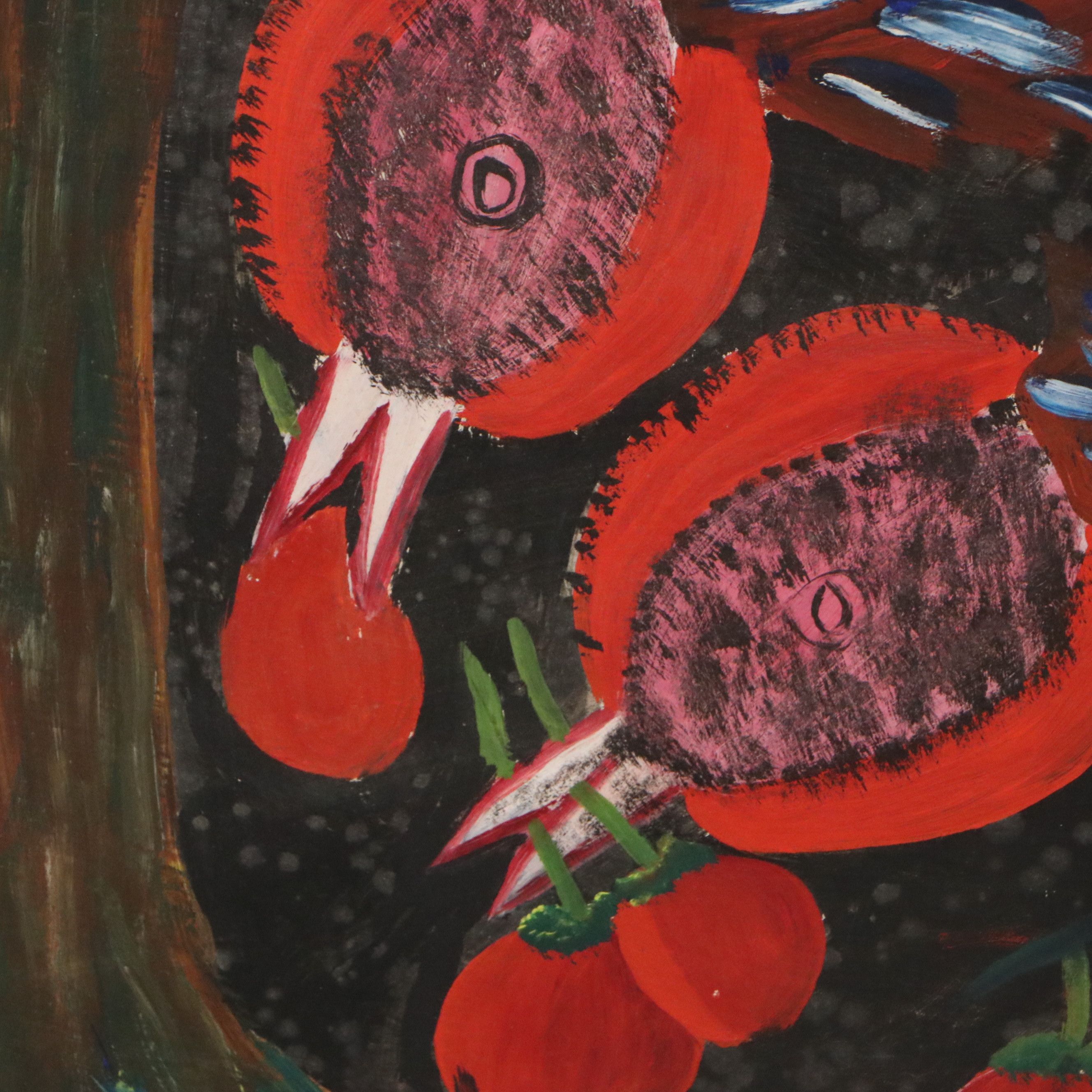 Sisson Blanchard Oil Painting of Two Quails, Mid-20th Century