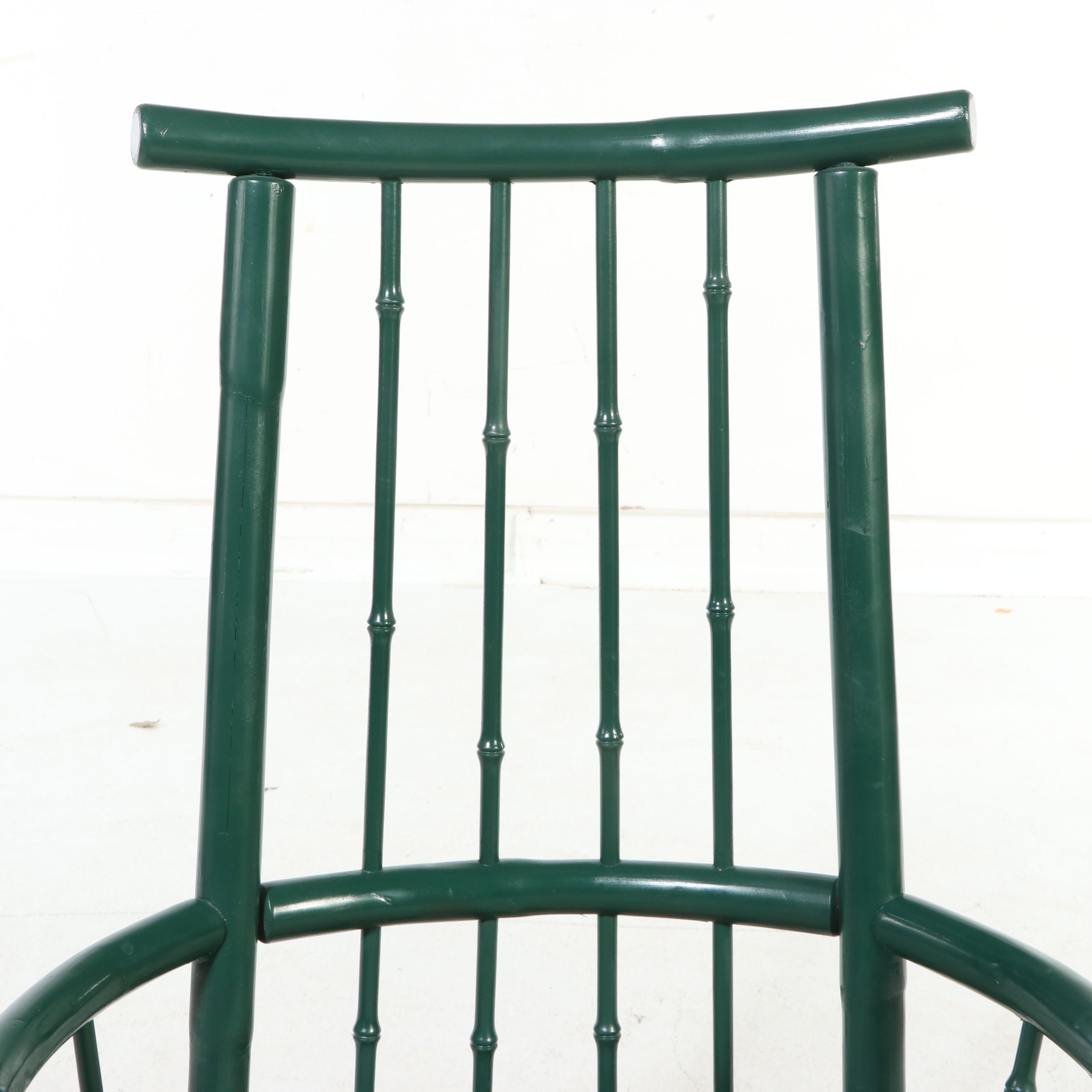Green-Painted Bamboo-Turned Armchair with Ottoman