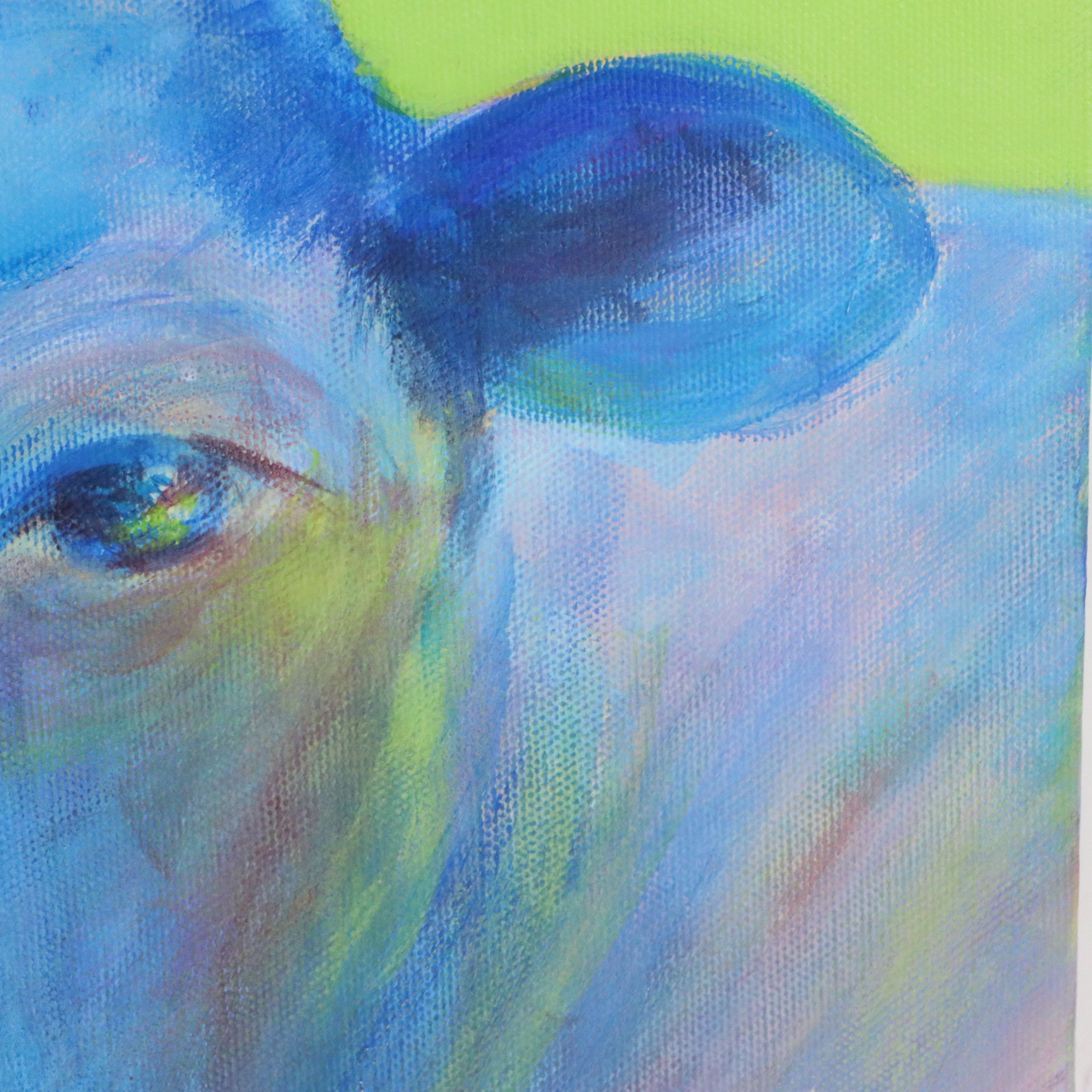 Carole Nastars Oil Painting "Blue Moo'd," 21st century