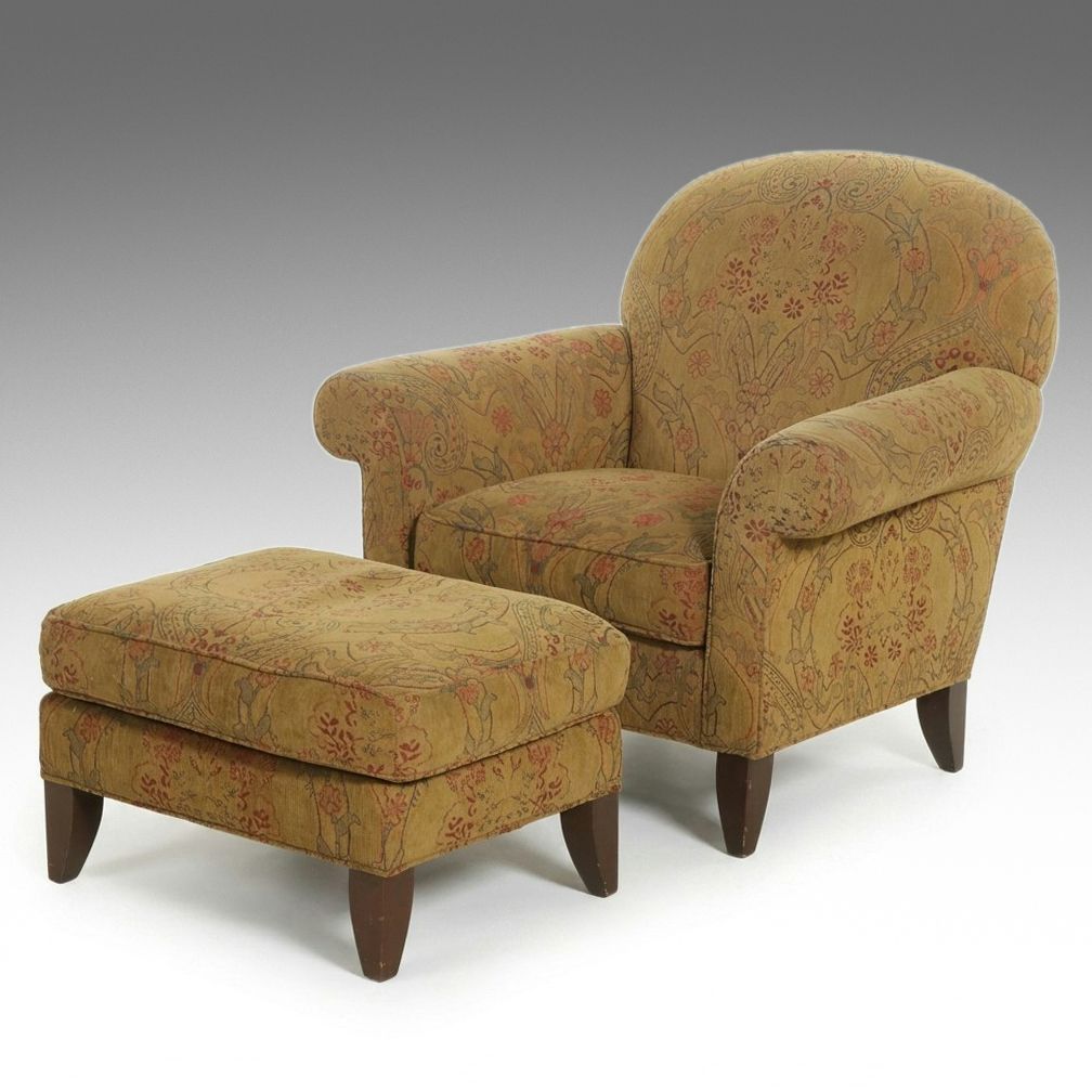 McCreary Modern Upholstered Armchair and Ottoman, Late 20th to 21st Century