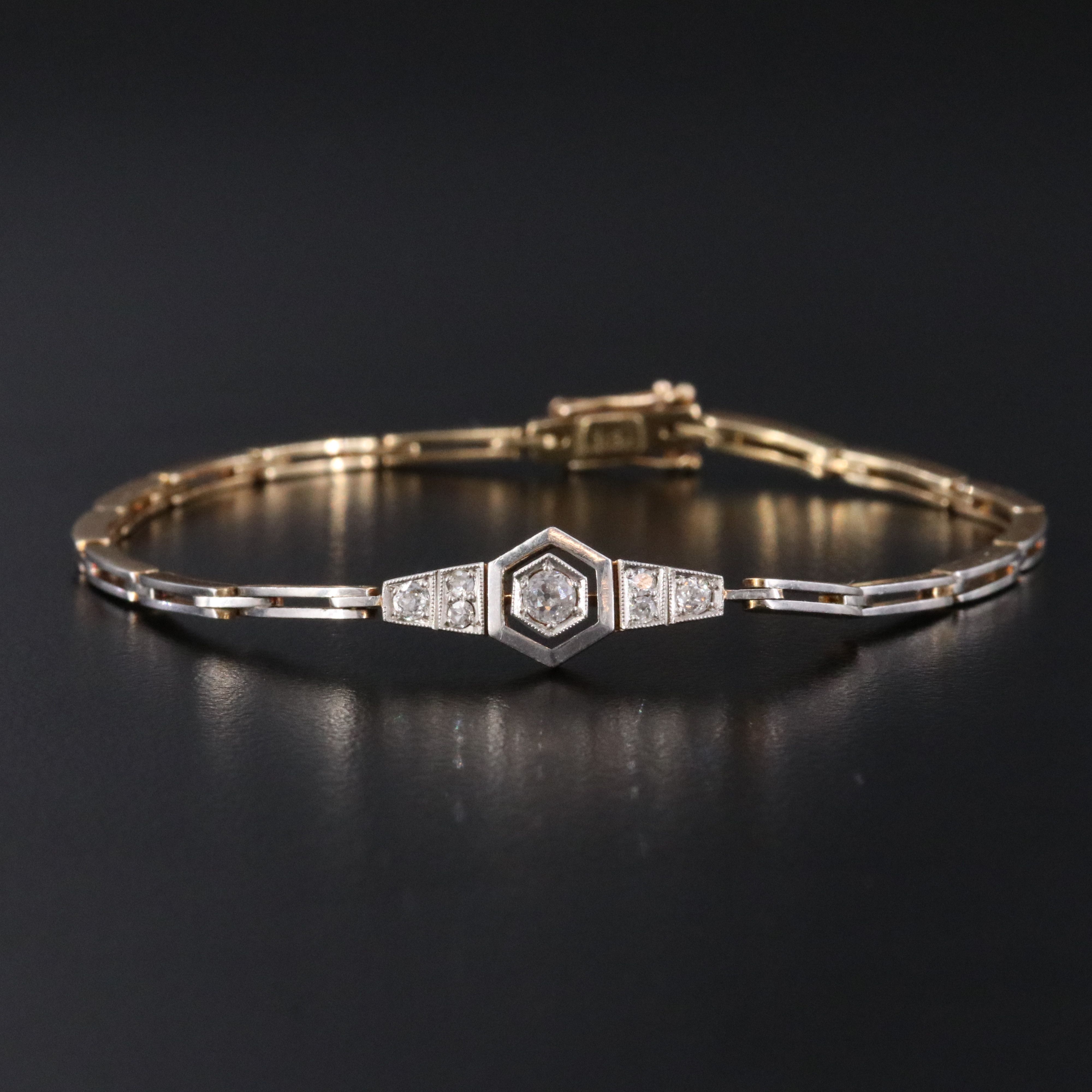 Art Deco 14K 0.25 CTW Diamond Bracelet with Platinum Tops